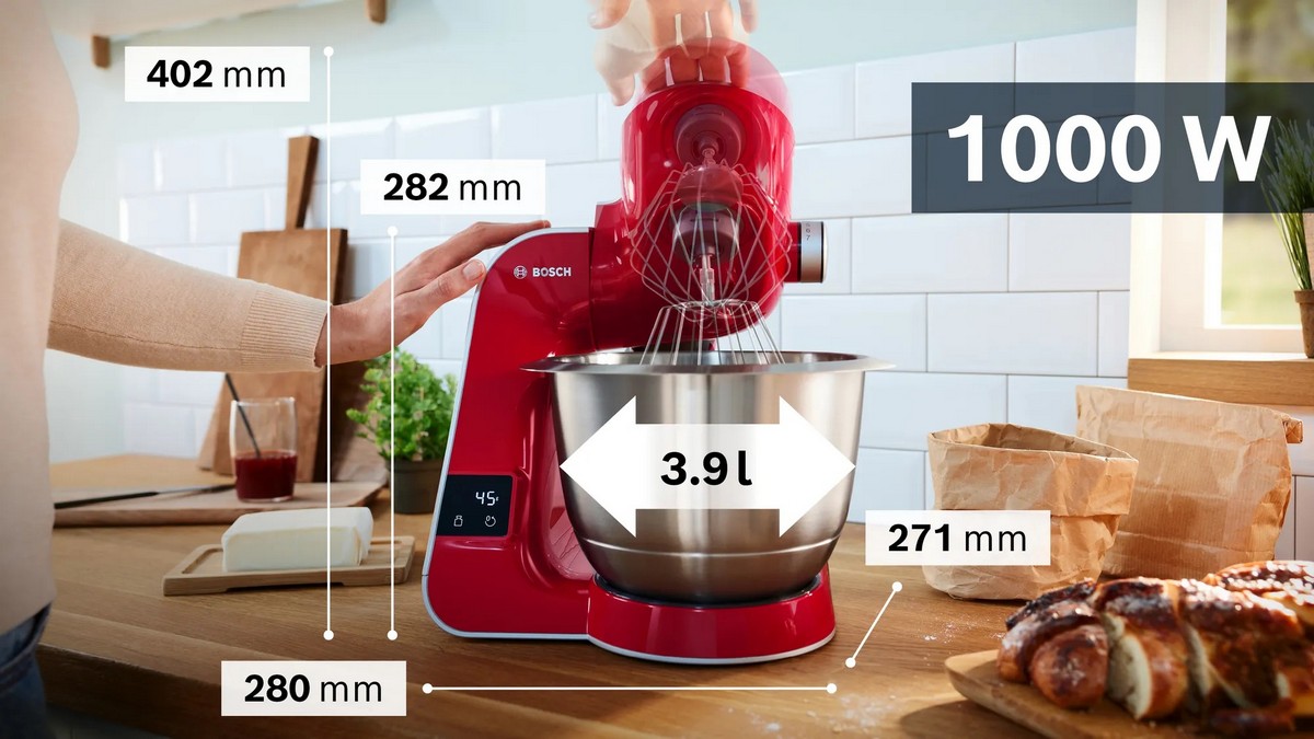 Batedeira com Taça Bosch Serie 4 MUM5X720 CreationLine com Balança de 1000 W e de 3,9 Litros - Vermelho e Inox Vermelho-2