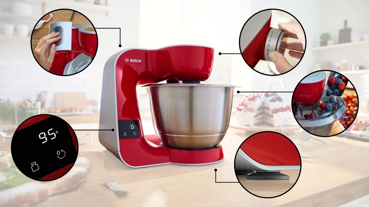 Batedeira com Taça Bosch Serie 4 MUM5X720 CreationLine com Balança de 1000 W e de 3,9 Litros - Vermelho e Inox Vermelho-3