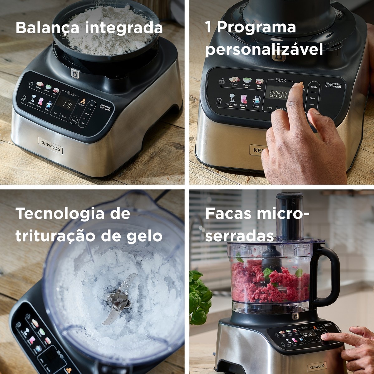 Processador de Alimentos Kenwood MultiPro OneTouch FDM73.480SS de 1000W e Capacidade de 3 Litros 4