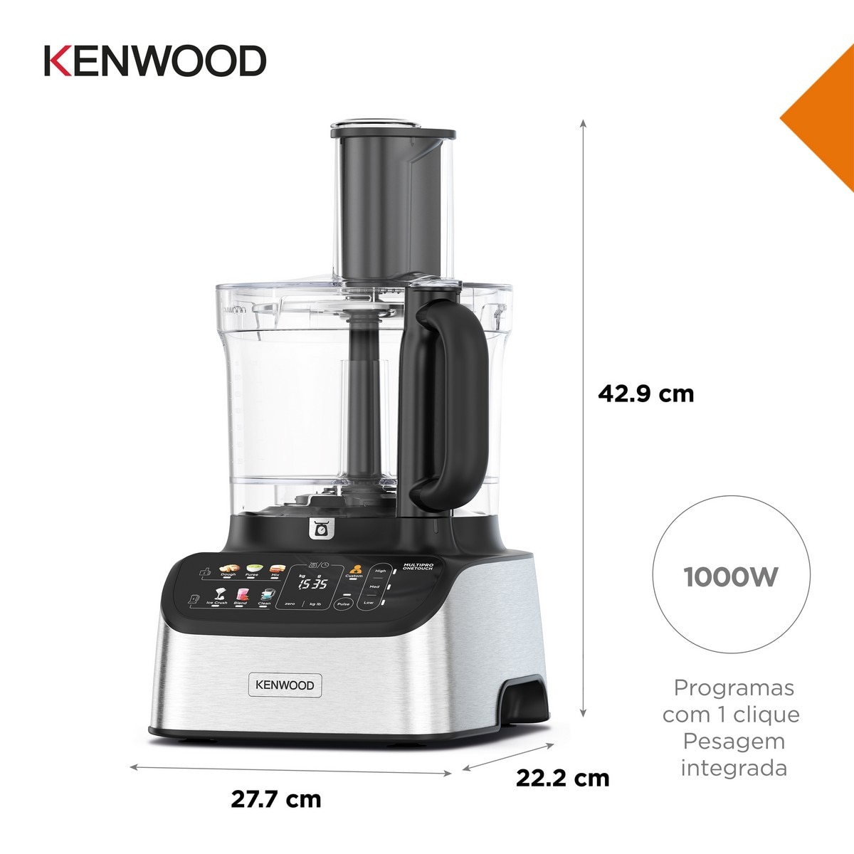Processador de Alimentos Kenwood MultiPro OneTouch FDM73.480SS de 1000W e Capacidade de 3 Litros 5