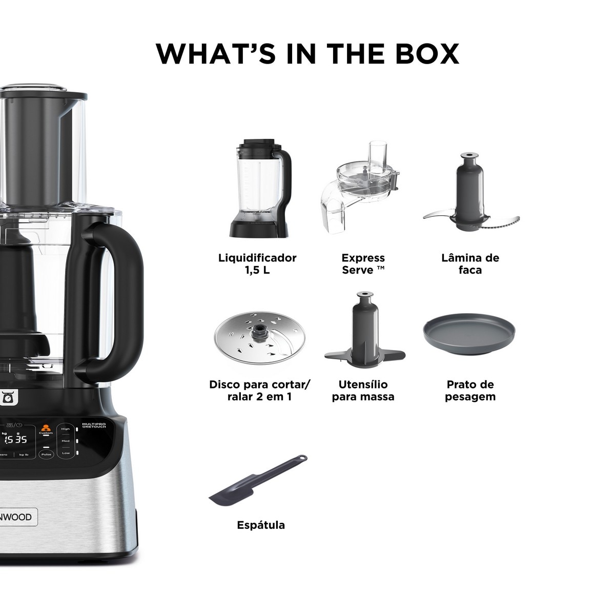 Processador de Alimentos Kenwood MultiPro OneTouch FDM73.480SS de 1000W e Capacidade de 3 Litros 7