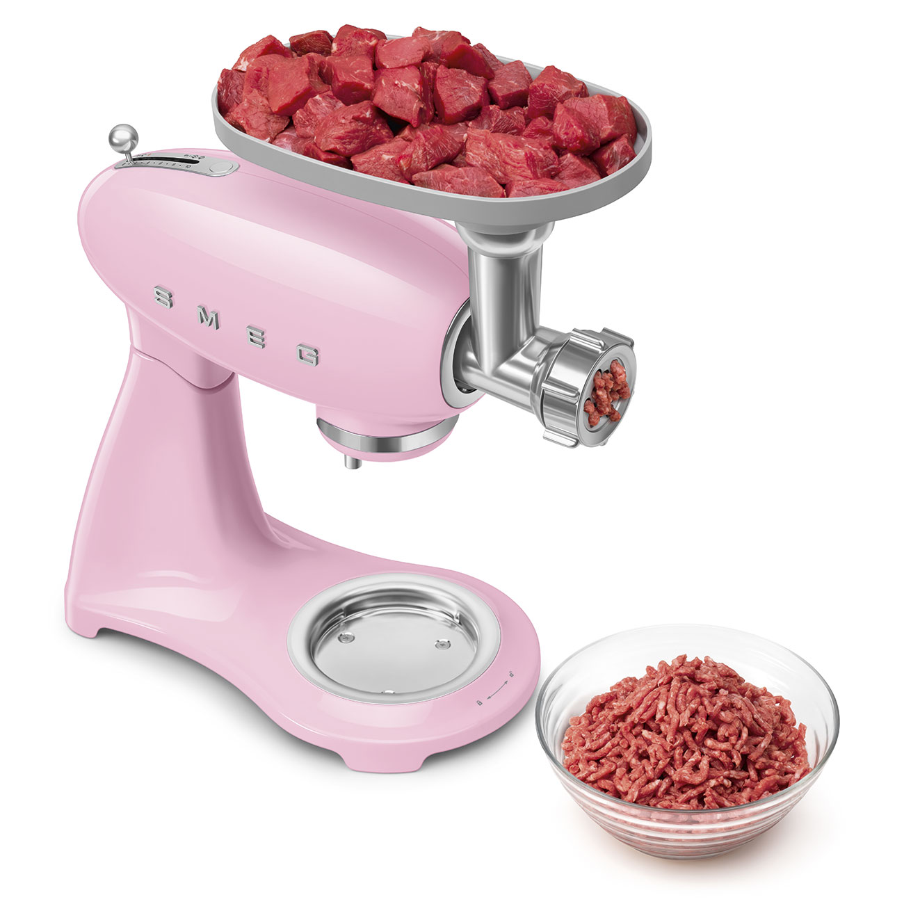 Batedeira com Taça Smeg Anni 50 de 1000 W e Capacidade de 4,8 Litros Rosa-9