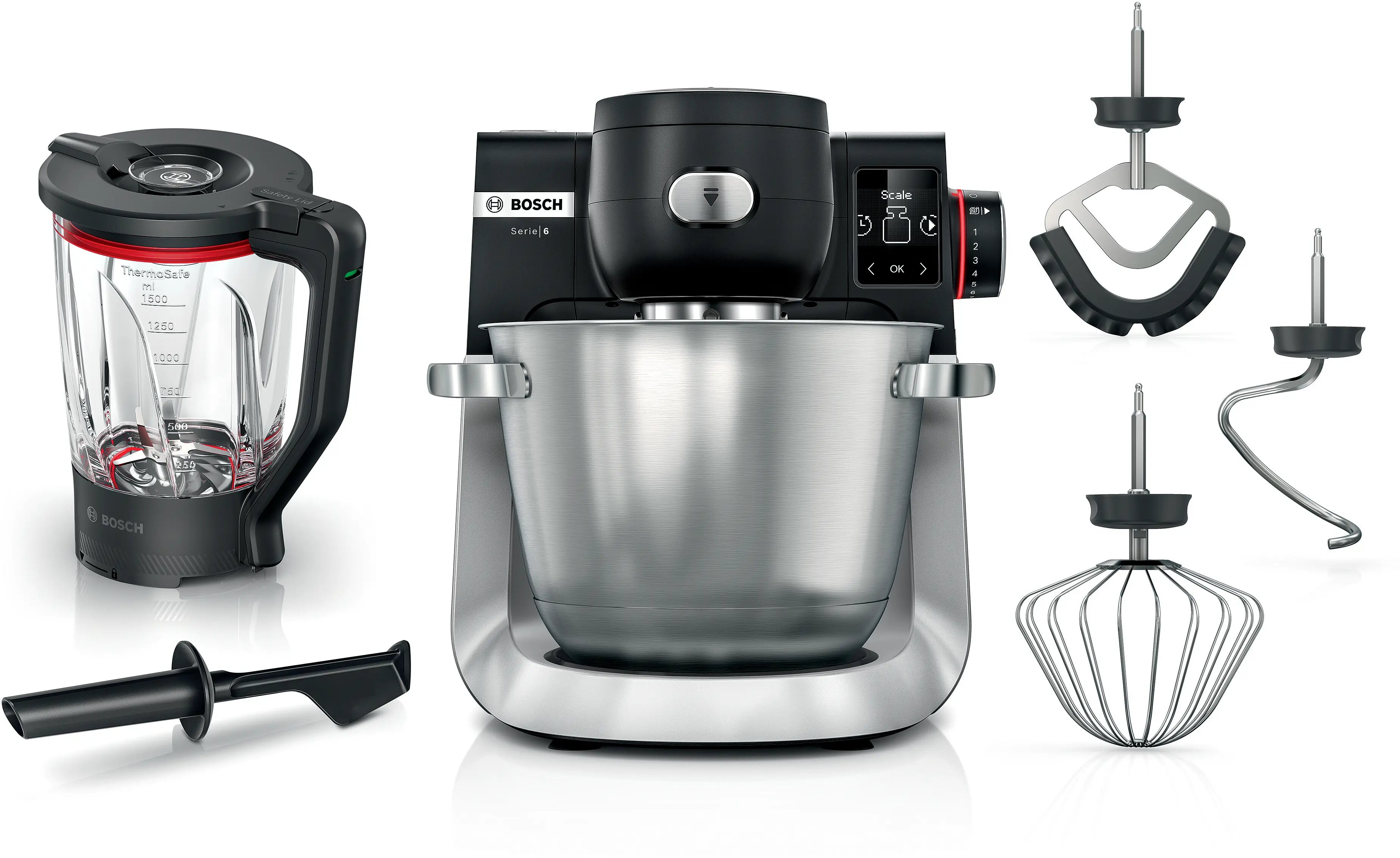 Imagem 0 de Robot de Cozinha Bosch Serie 6 MUMS6ZS17 com Balança, de 1600 W - Preto Mate e Aço Inoxidável