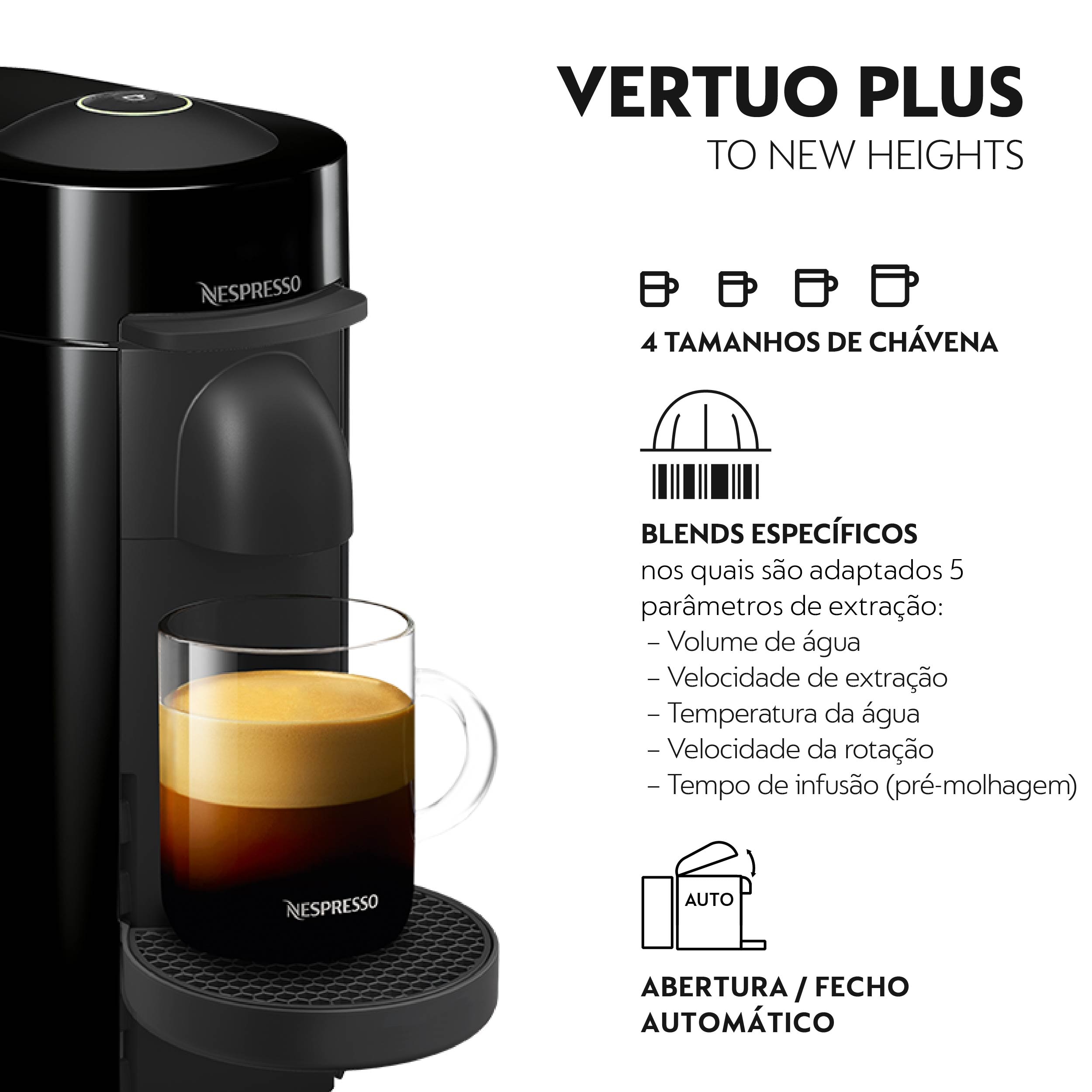 Máquina de Café De'Longhi Nespresso Vertuo Plus ENV150.B para Cápsulas - Preto Preto-3