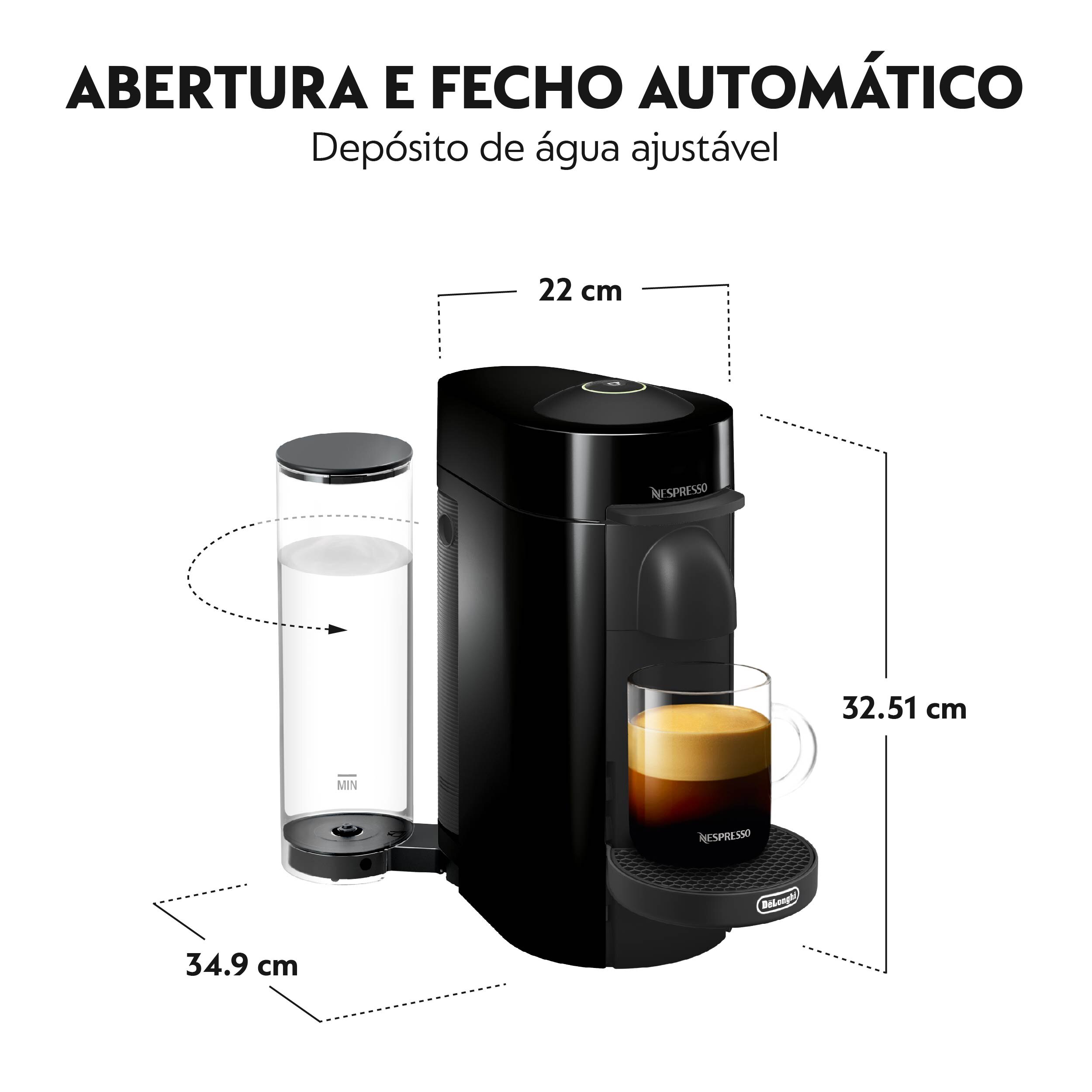 Máquina de Café De'Longhi Nespresso Vertuo Plus ENV150.B para Cápsulas - Preto Preto-6