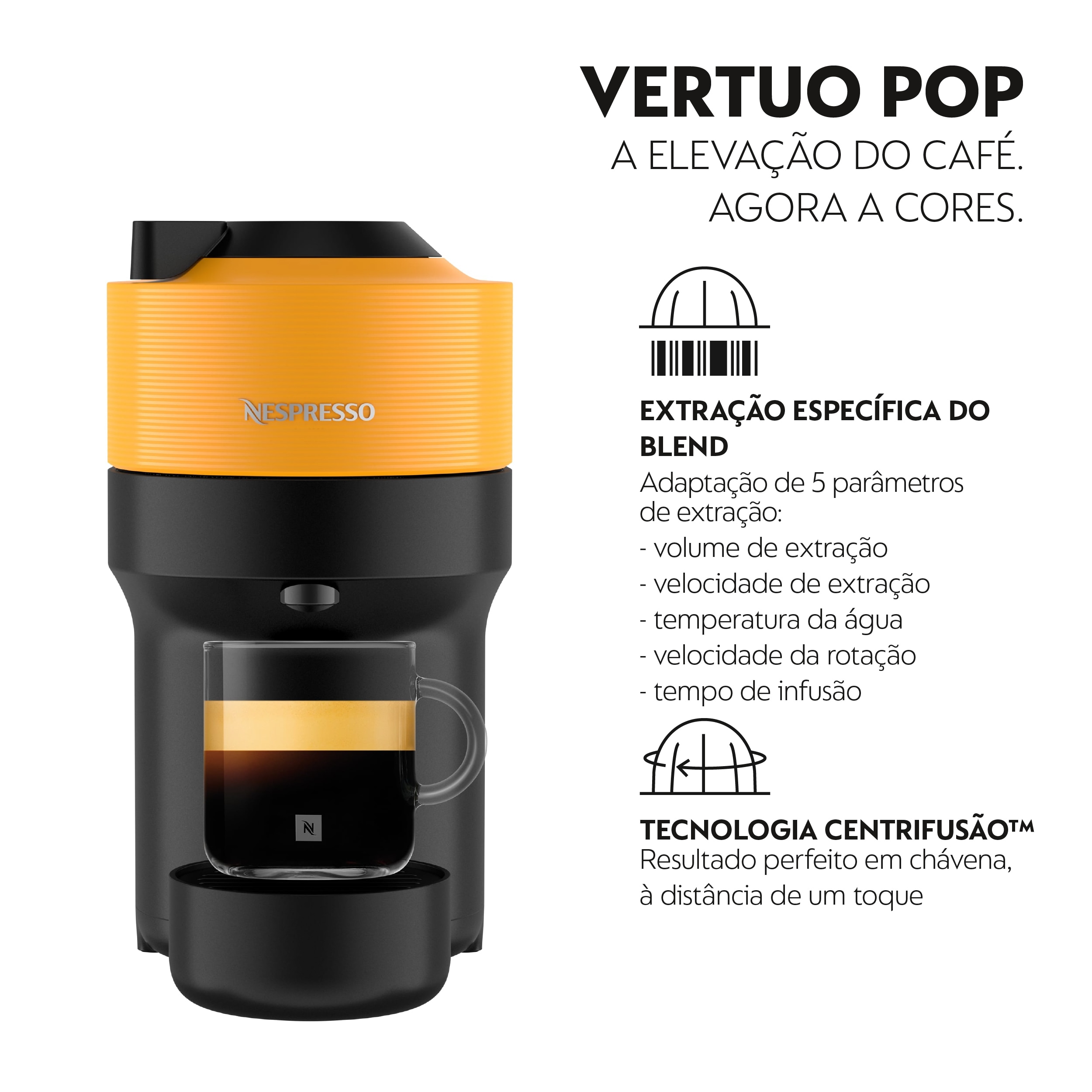 Máquina de Café De'Longhi Nespresso Vertuo Pop ENV90.B para Cápsulas Nespresso Vertuo Amarelo-3