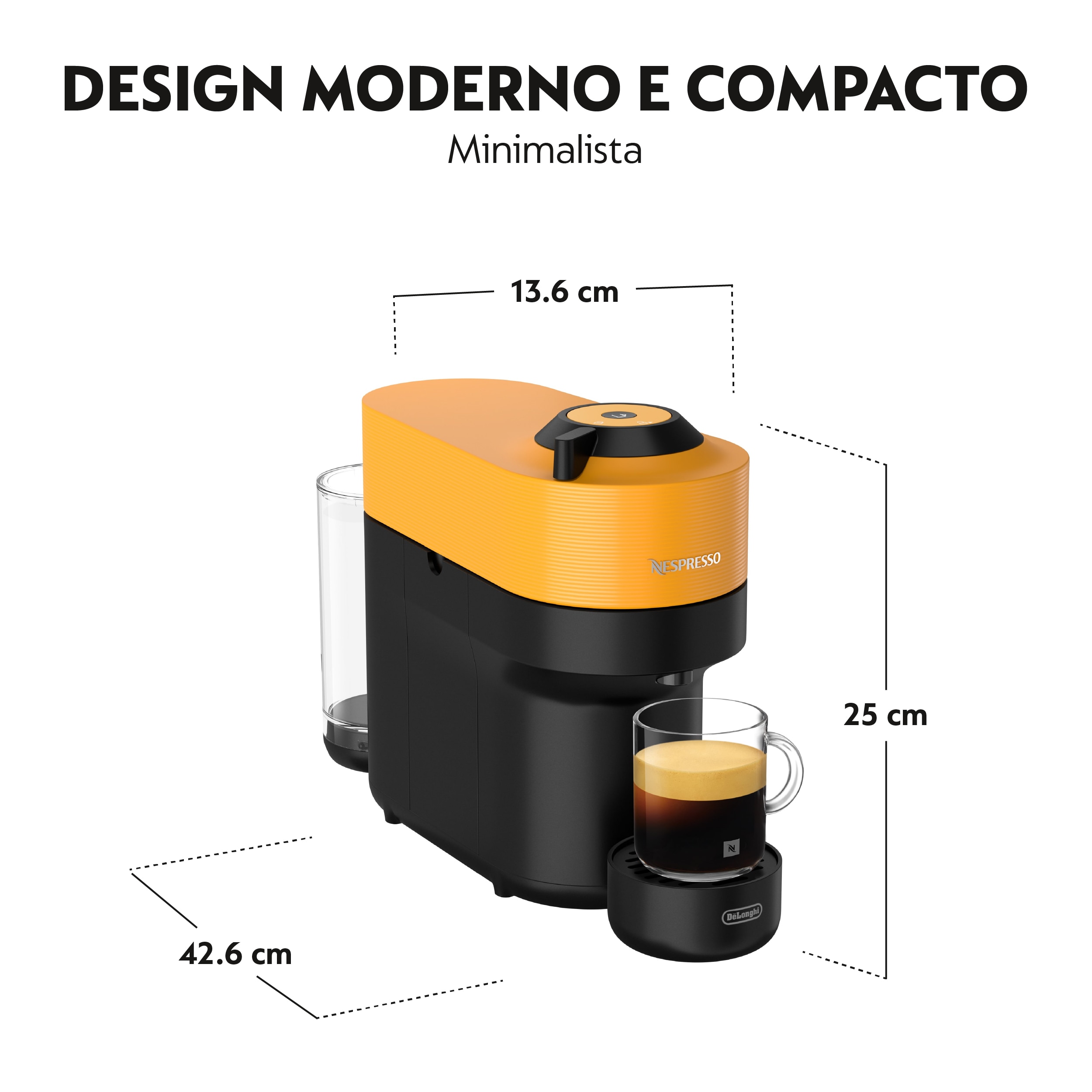 Máquina de Café De'Longhi Nespresso Vertuo Pop ENV90.B para Cápsulas Nespresso Vertuo Amarelo-6