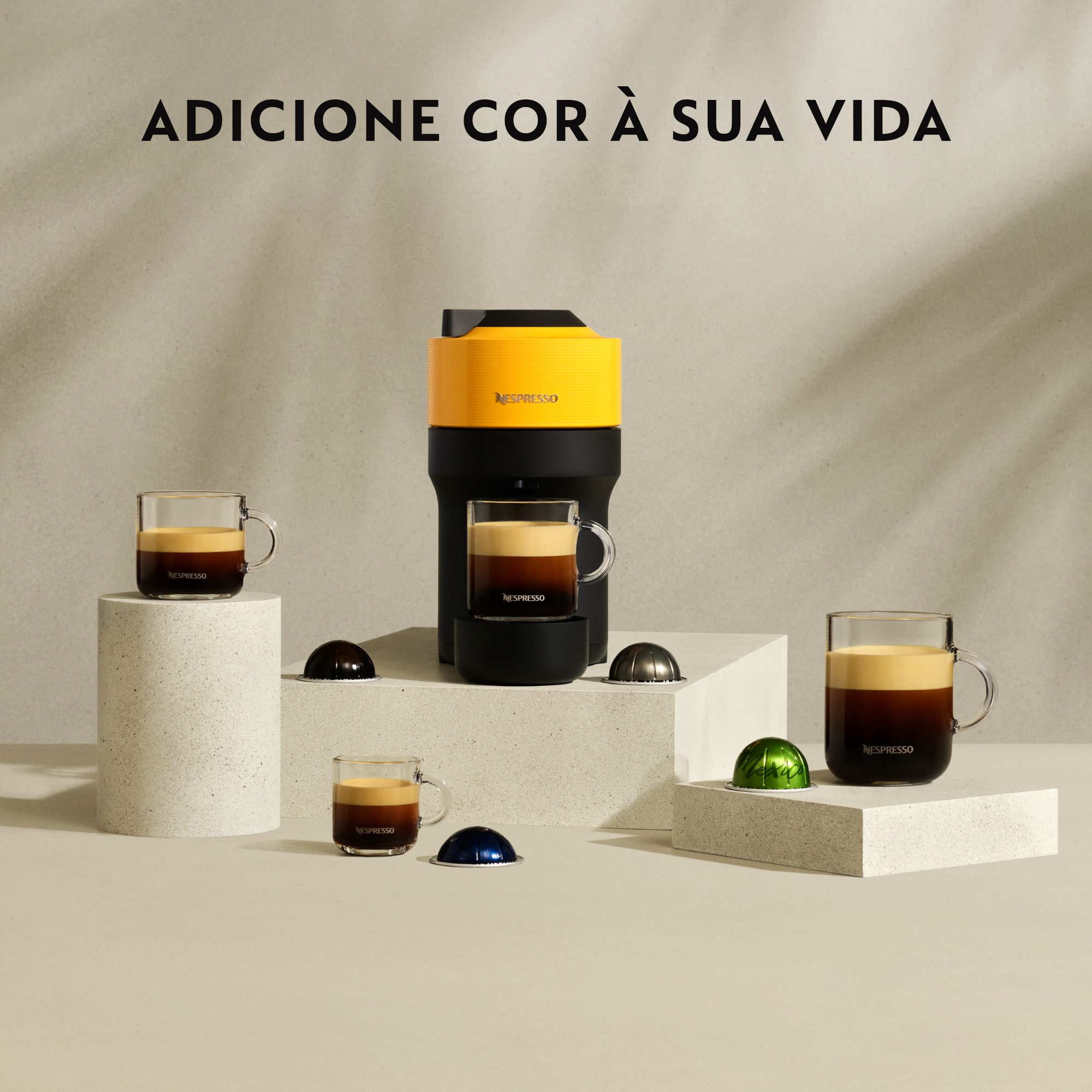 Máquina de Café De'Longhi Nespresso Vertuo Pop ENV90.B para Cápsulas Nespresso Vertuo Amarelo-7
