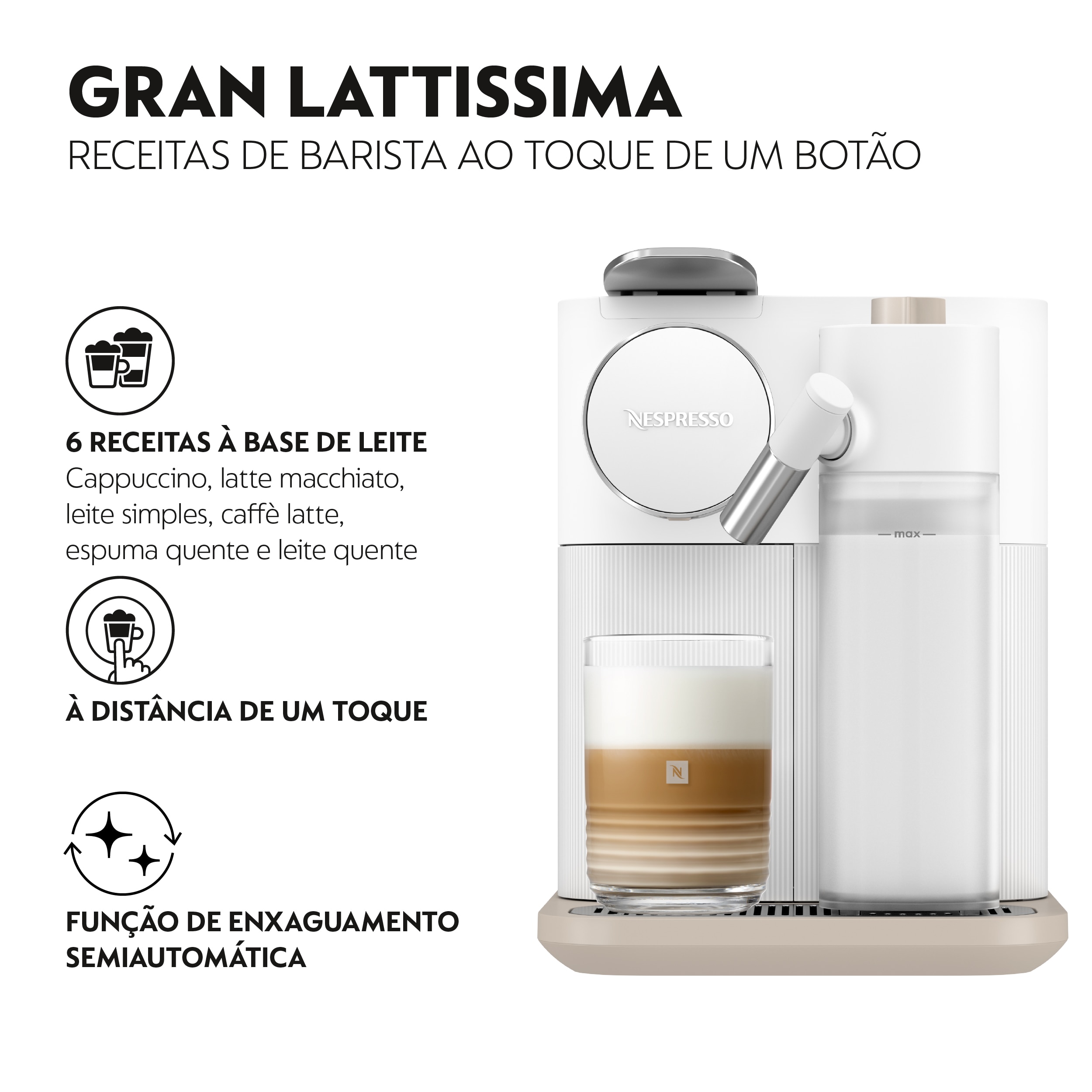 Máquina de Café De'Longhi EN640.W Nespresso Gran Lattissima de 1400 W - Branco Branco-3