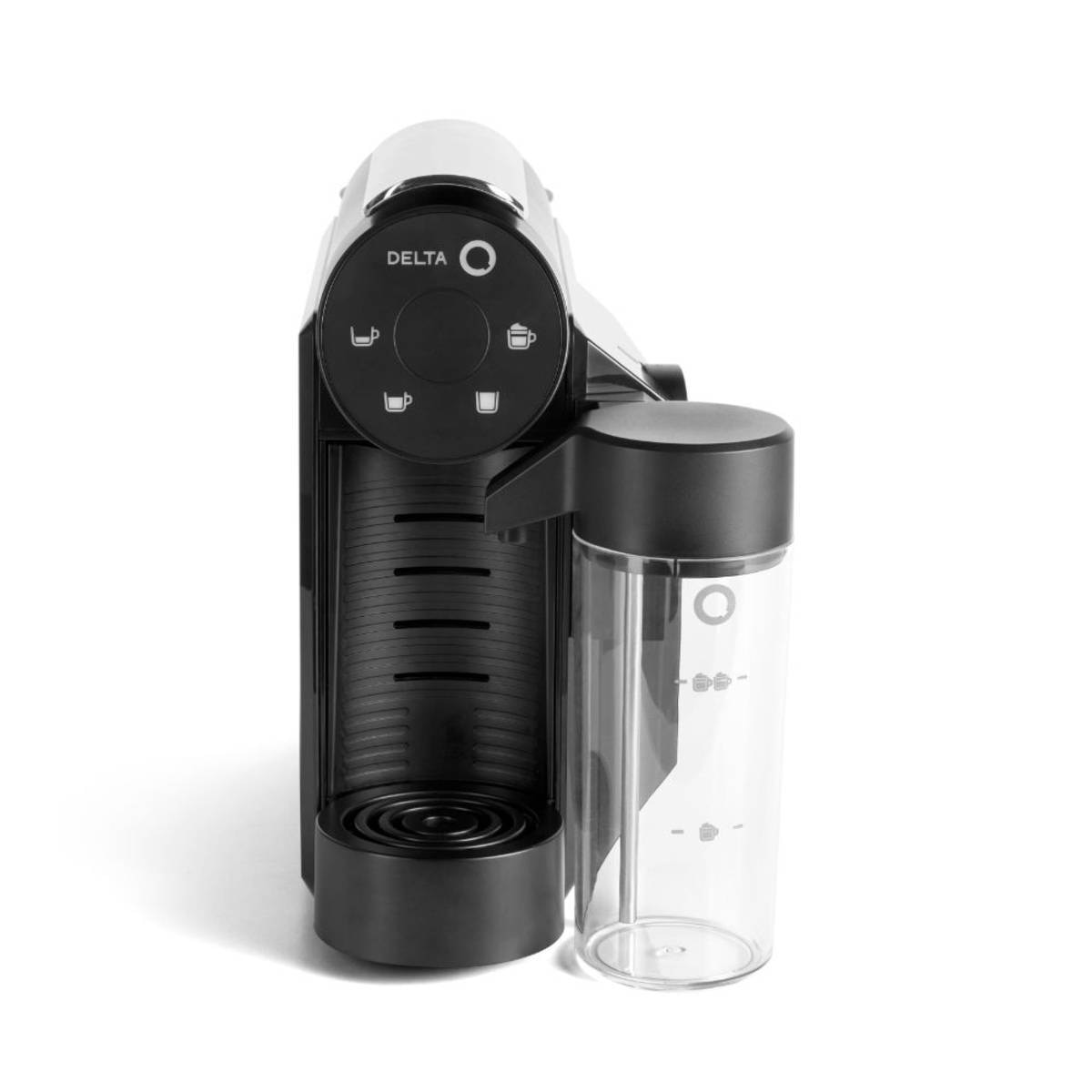 Bundle Máquina de Café Delta Q Mini MilkQool de Cápsulas, 19 Bar e 1200W - Preto + 20 Cápsulas + 2 Chávenas Cappuccino Preto-2