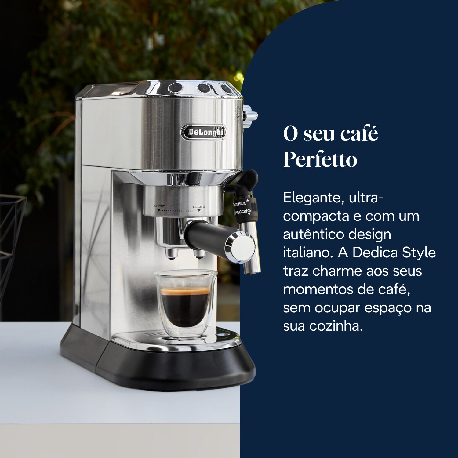 Máquina de Café Expresso Manual De'Longhi Dedica Style EC685.M de 1300 W e de 15 bar - Café Moído e Pastilhas - Prata Prata-3