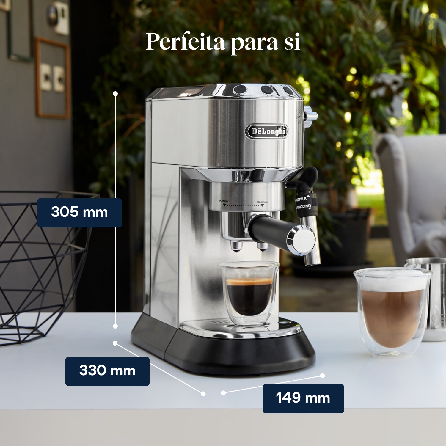 Máquina de Café Expresso Manual De'Longhi Dedica Style EC685.M de 1300 W e de 15 bar - Café Moído e Pastilhas - Prata Prata-10