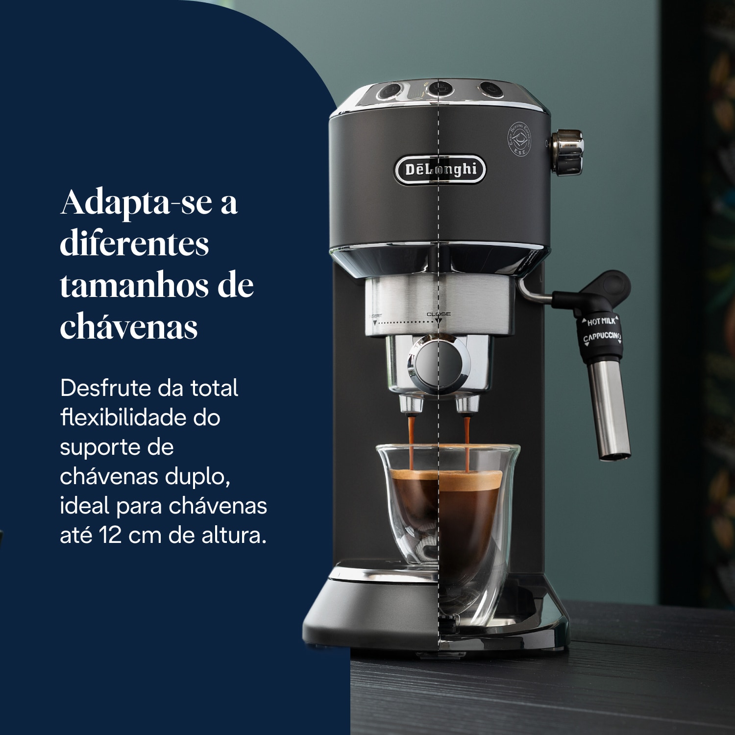 Máquina de Café Expresso Manual De'Longhi Dedica Style EC685.BK de 1300 W e de 15 bar - Café Moído e Pastilhas - Preto Preto-7