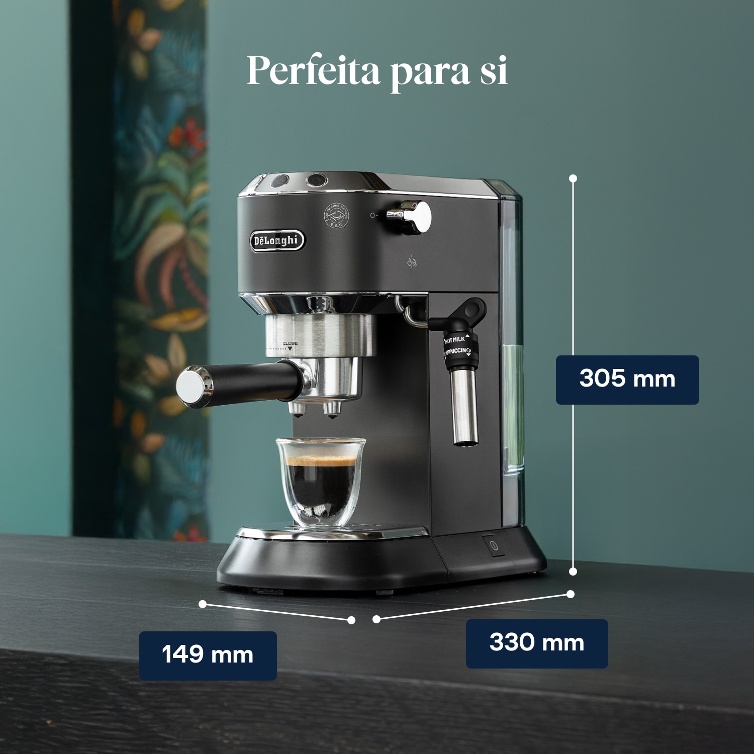 Máquina de Café Expresso Manual De'Longhi Dedica Style EC685.BK de 1300 W e de 15 bar - Café Moído e Pastilhas - Preto Preto-10