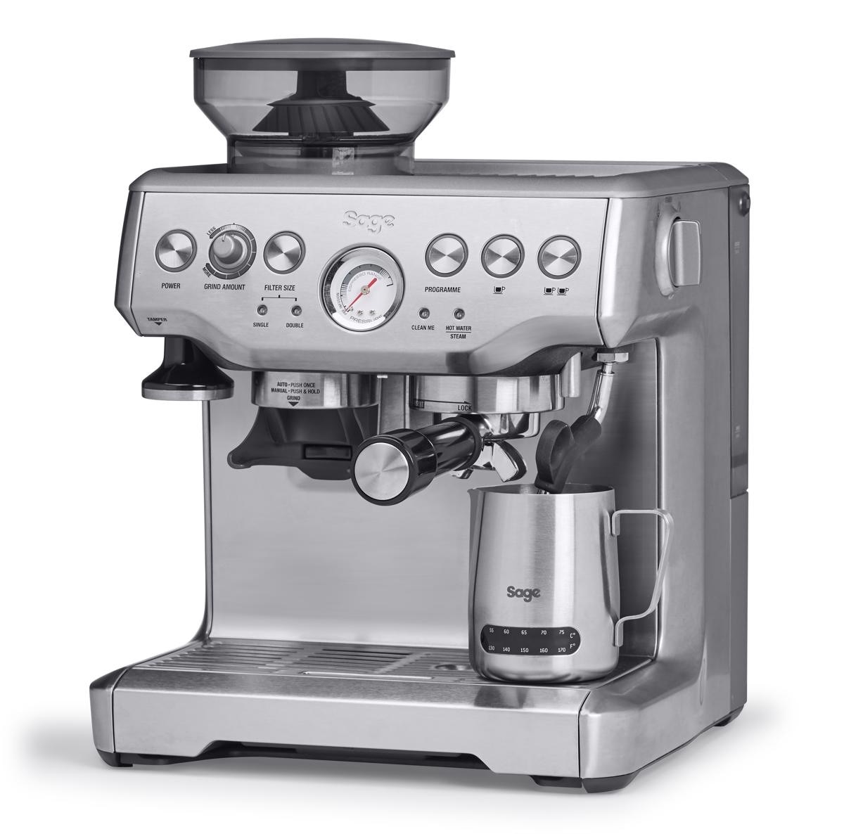 Máquina de Café Expresso Manual Sage SES875BSS2EEU1A Machine The Barista Express de 2400 W e de 15 bar - Café em Grão - Aço Inox Escovado 3