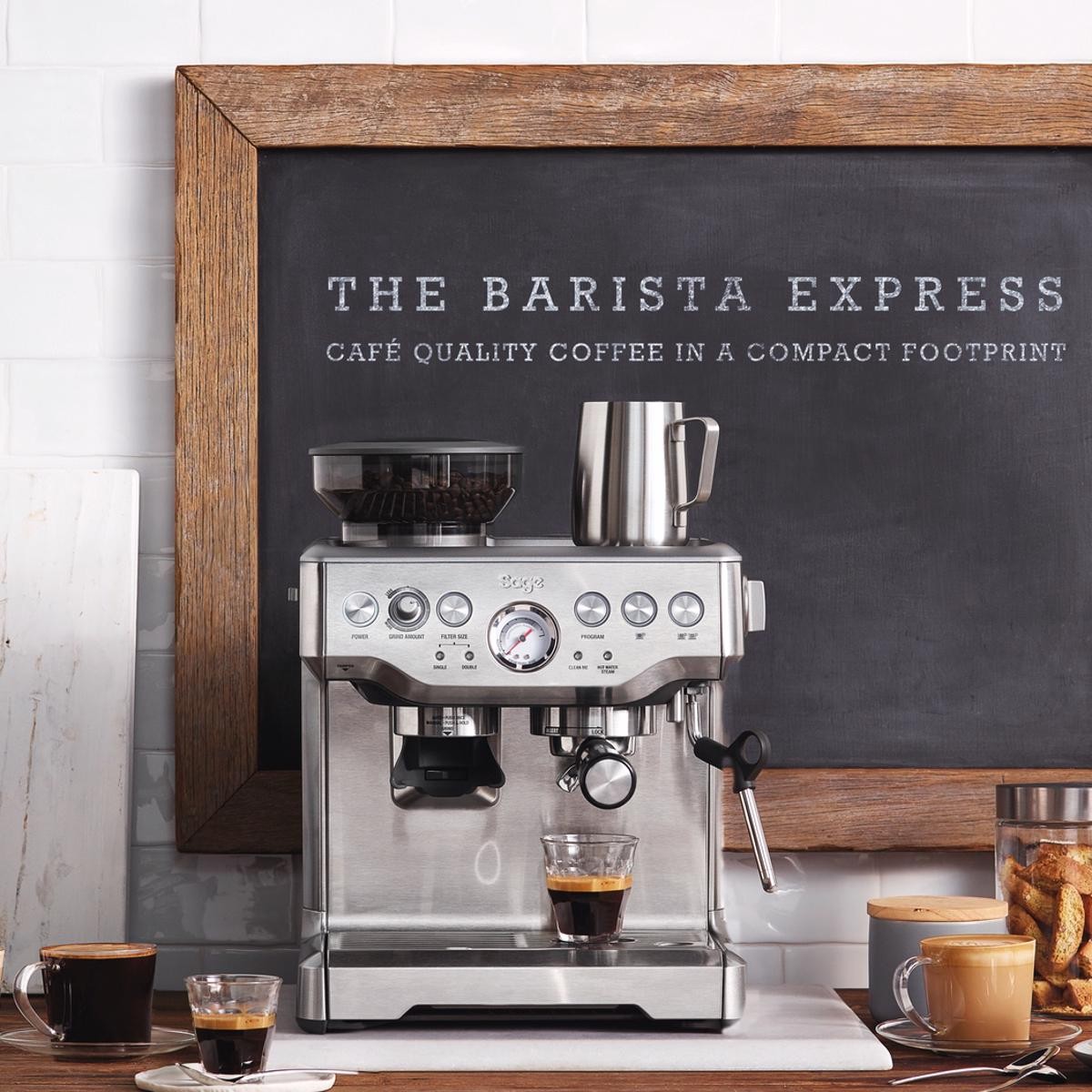 Máquina de Café Expresso Manual Sage SES875BSS2EEU1A Machine The Barista Express de 2400 W e de 15 bar - Café em Grão - Aço Inox Escovado 7