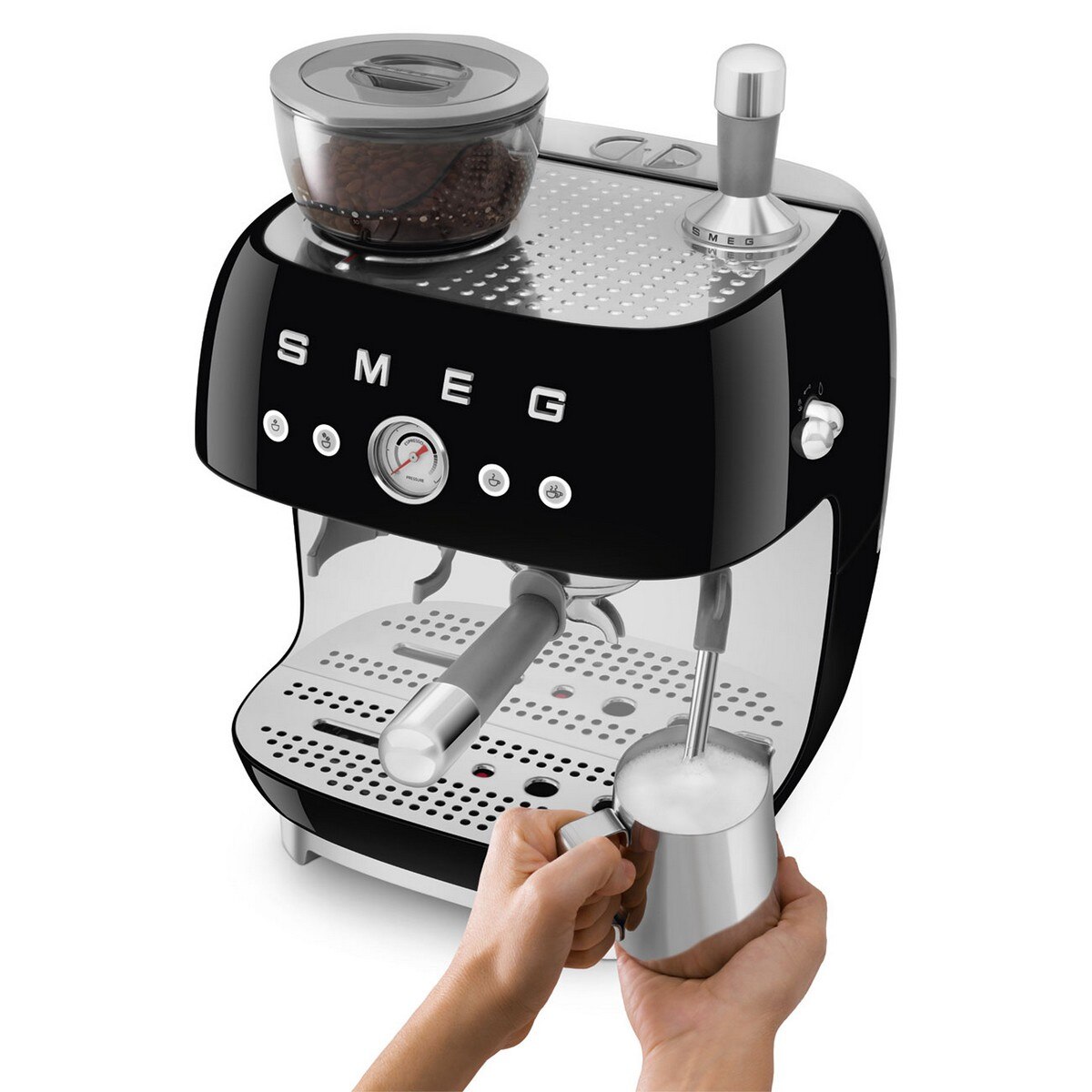 Máquina de Café Expresso Manual Smeg Anni 50, com Moinho, de 1650 W e de 15 bar Preto-4