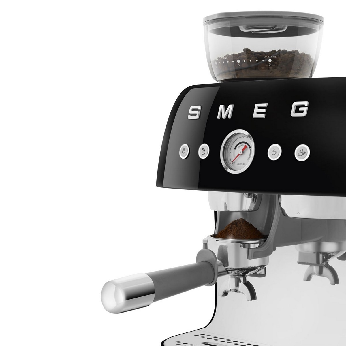 Máquina de Café Expresso Manual Smeg Anni 50, com Moinho, de 1650 W e de 15 bar Preto-5