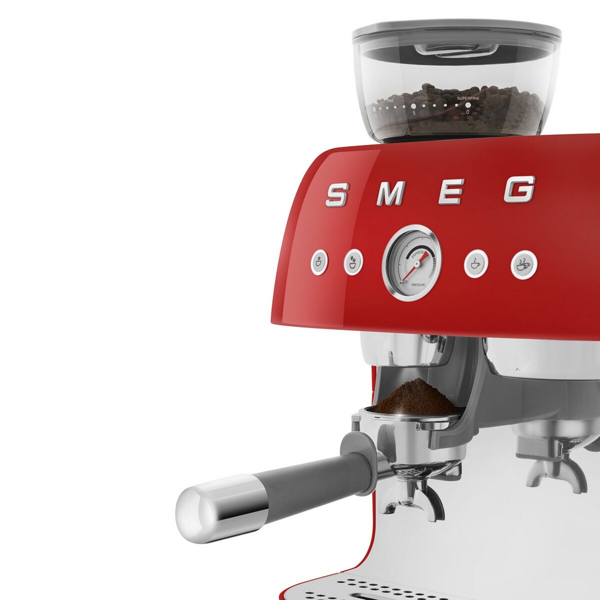 Máquina de Café Expresso Manual Smeg Anni 50, com Moinho, de 1650 W e de 15 bar Vermelho-5