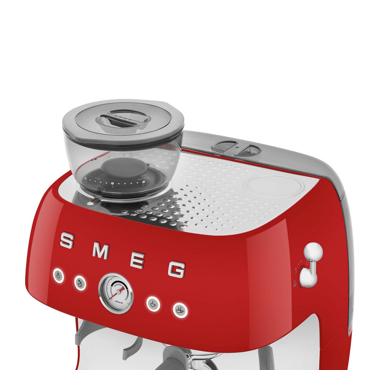 Máquina de Café Expresso Manual Smeg Anni 50, com Moinho, de 1650 W e de 15 bar Vermelho-6