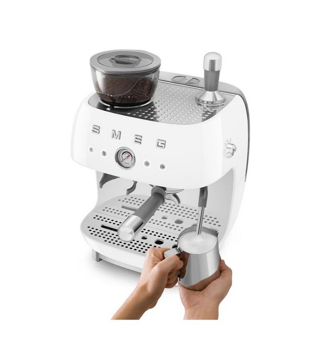 Máquina de Café Expresso Manual Smeg Anni 50, com Moinho, de 1650 W e de 15 bar Branco-6