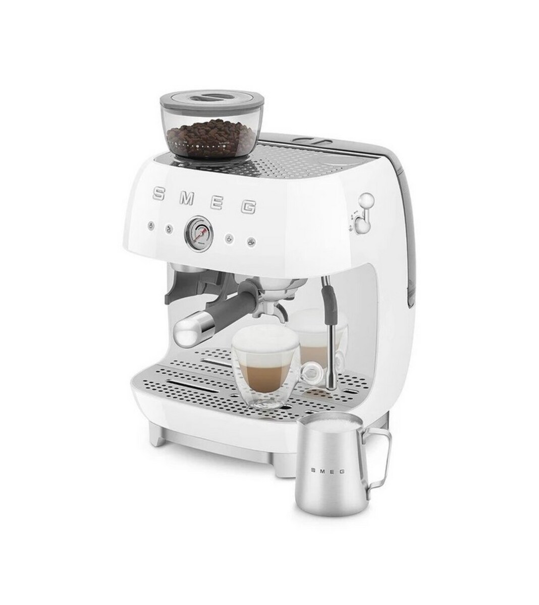 Máquina de Café Expresso Manual Smeg Anni 50, com Moinho, de 1650 W e de 15 bar Branco-7