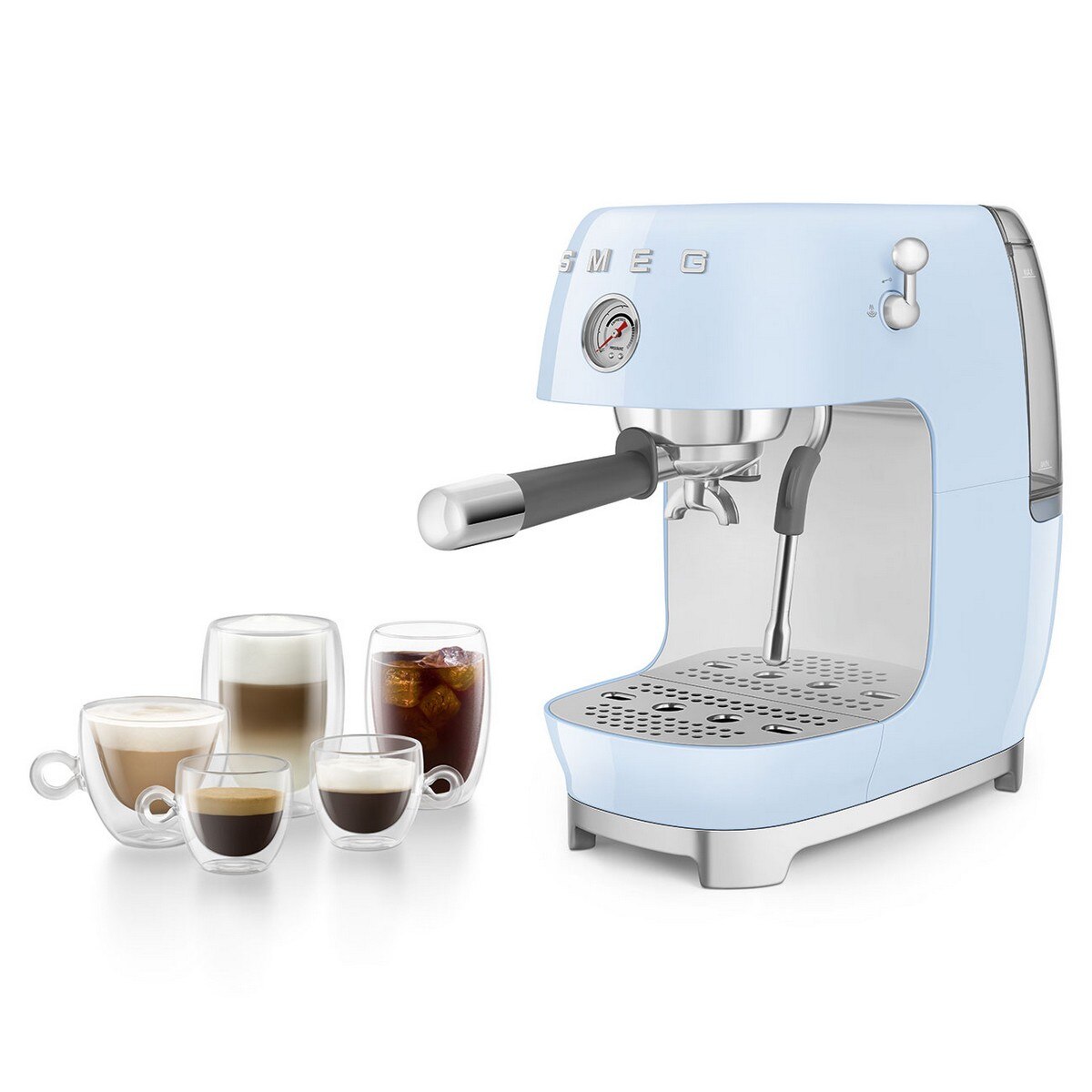 Máquina de Café Expresso Manual Smeg Anni 50 com Cold Brew Azul Céu-10