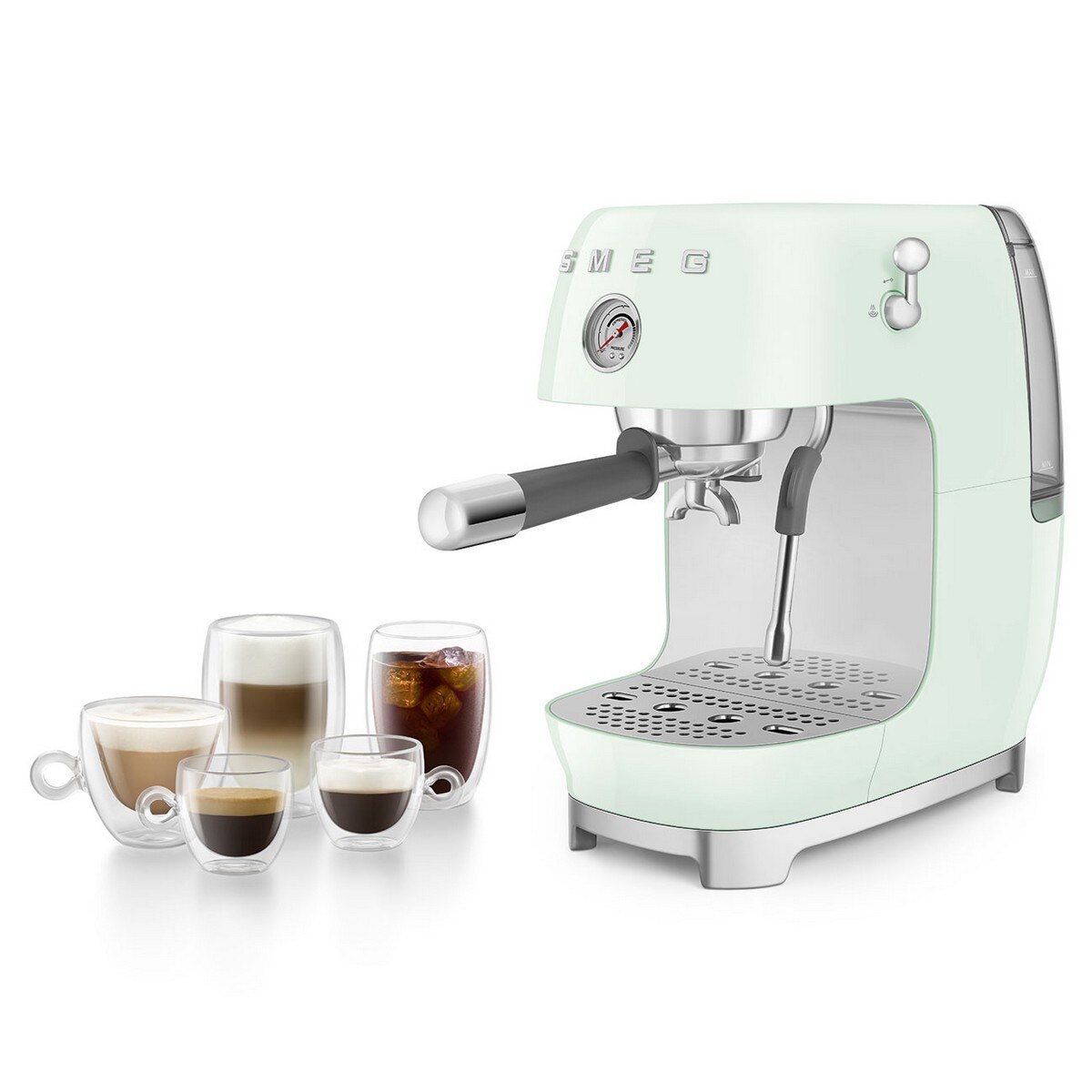 Máquina de Café Expresso Manual Smeg Anni 50 com Cold Brew Verde Água-10