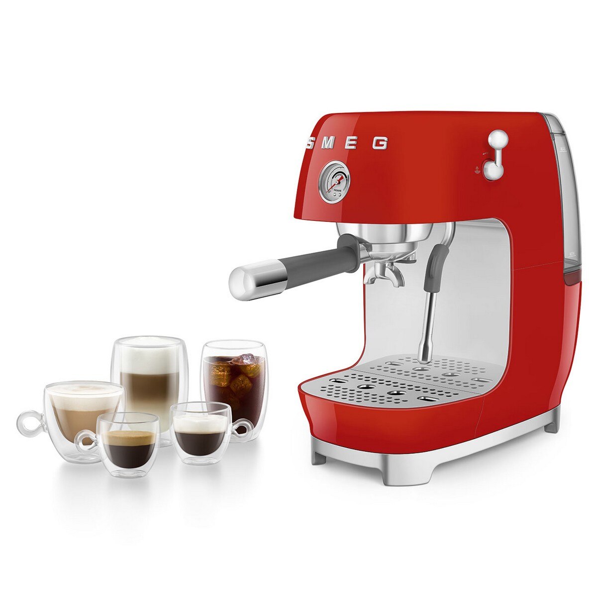 Máquina de Café Expresso Manual Smeg Anni 50 com Cold Brew Vermelho-10