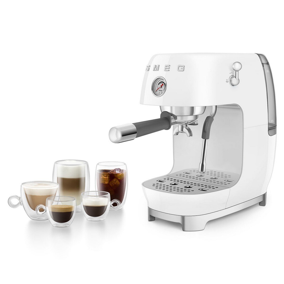 Máquina de Café Expresso Manual Smeg Anni 50 com Cold Brew Branco-10