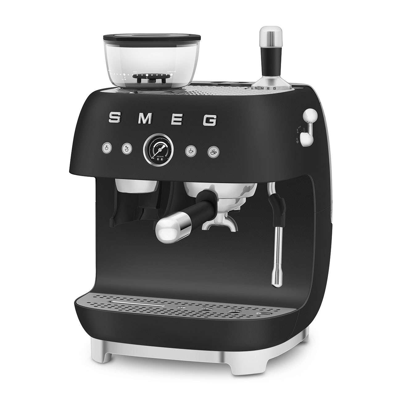 Máquina de Café Expresso Manual Smeg Anni 50 com Moinho Preto mate-4