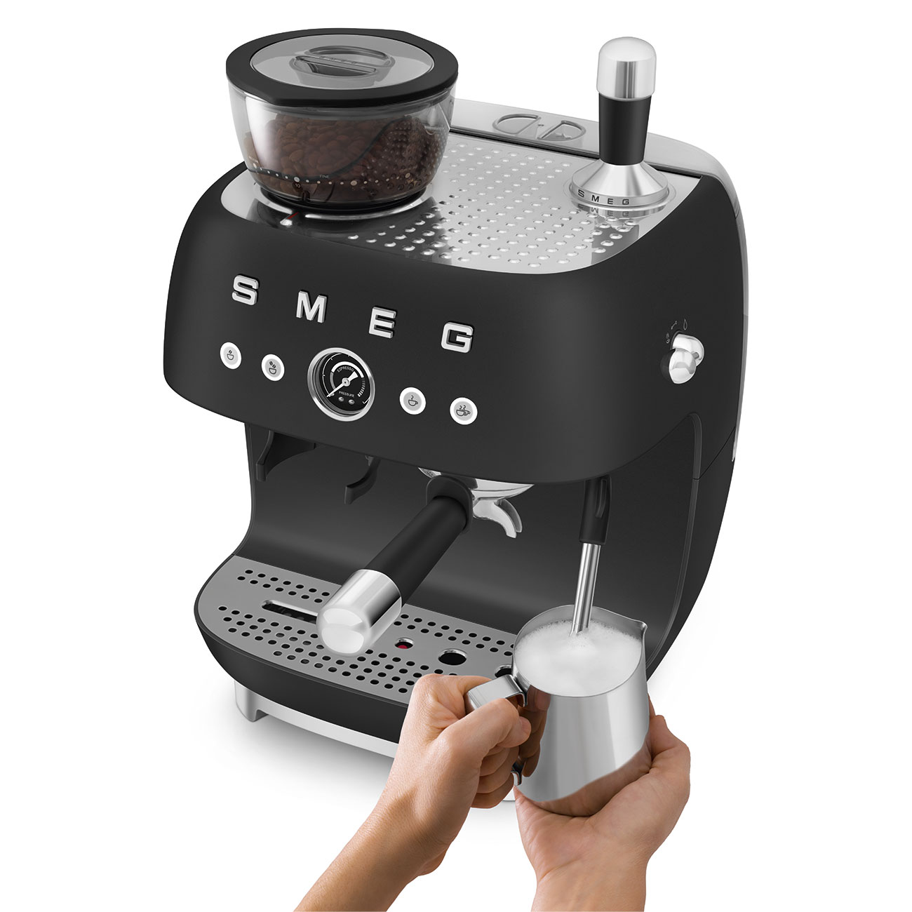 Máquina de Café Expresso Manual Smeg Anni 50 com Moinho Preto mate-5