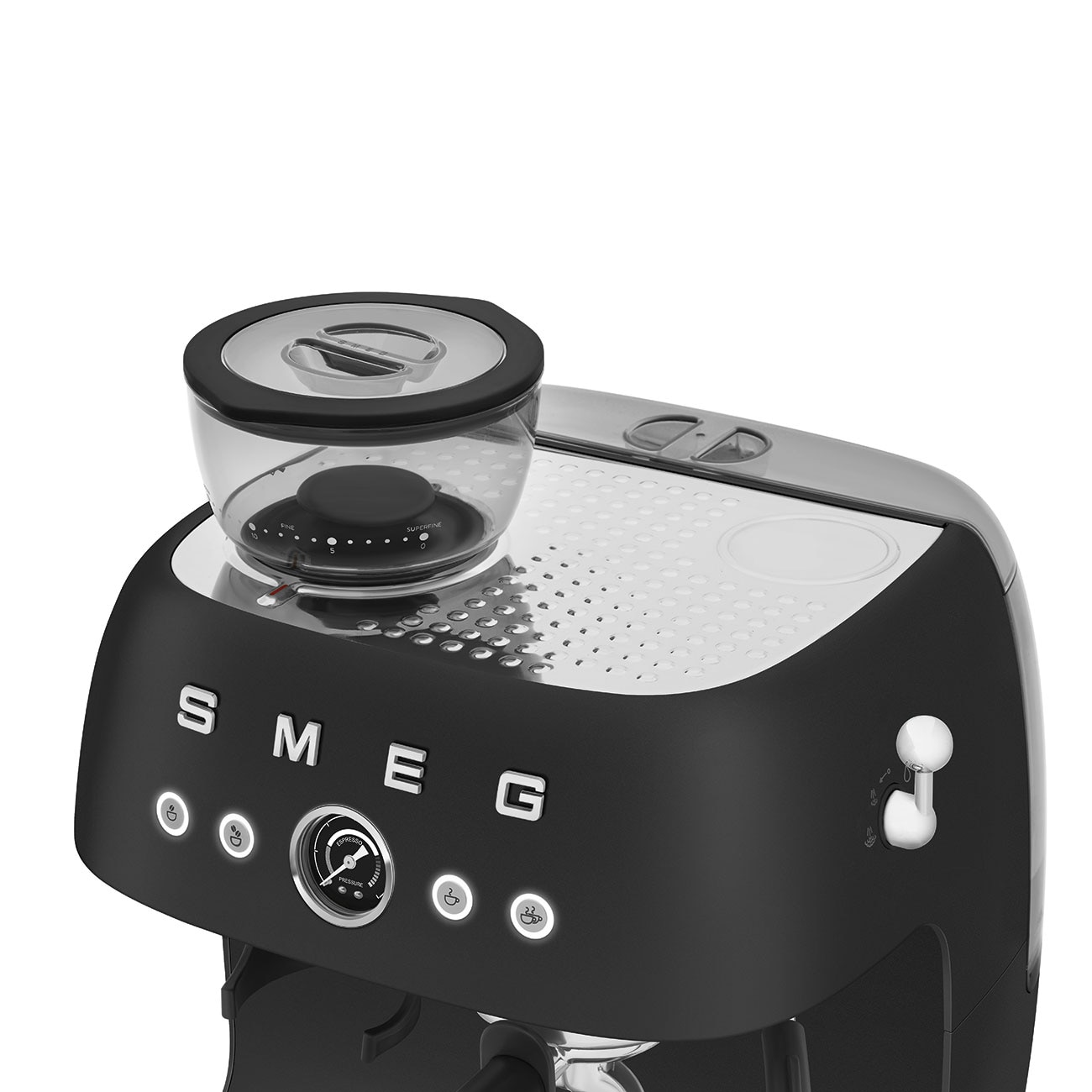 Máquina de Café Expresso Manual Smeg Anni 50 com Moinho Preto mate-7