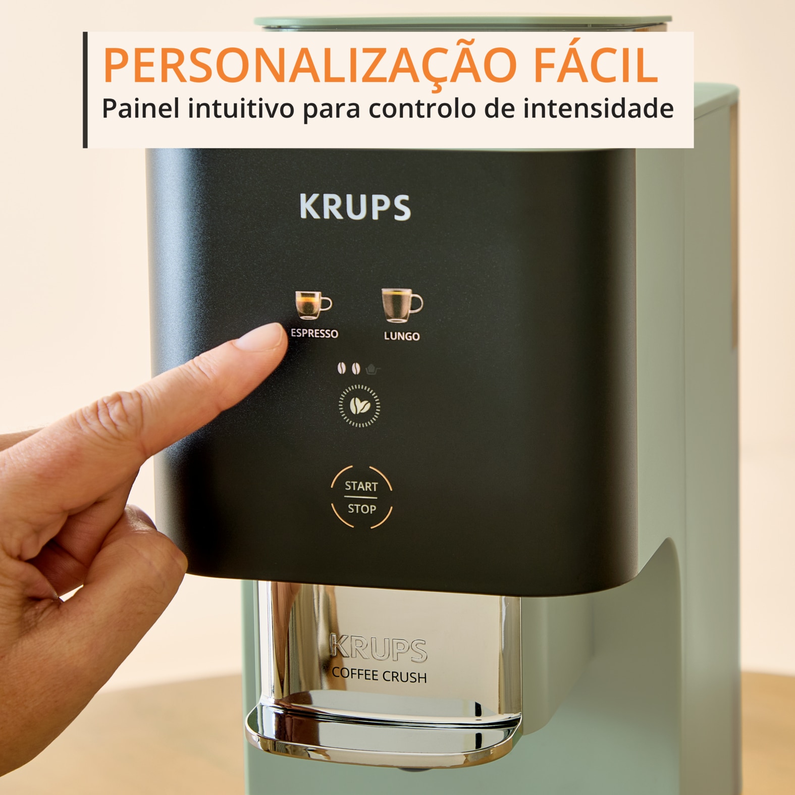 Máquina Automática Krups SA401L Coffee Crush Experience para Café em Grão e Café Moído, Ultra Compacta e Intuitiva Verde Azeitona-5