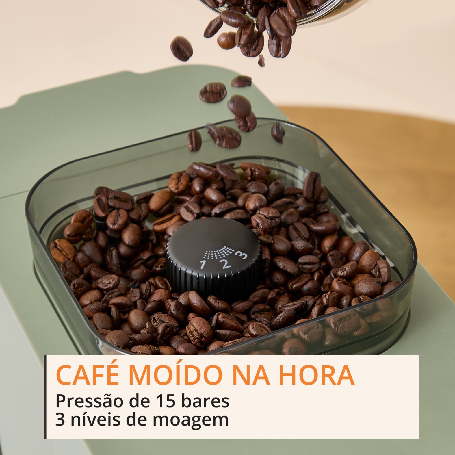 Máquina Automática Krups SA401L Coffee Crush Experience para Café em Grão e Café Moído, Ultra Compacta e Intuitiva Verde Azeitona-6