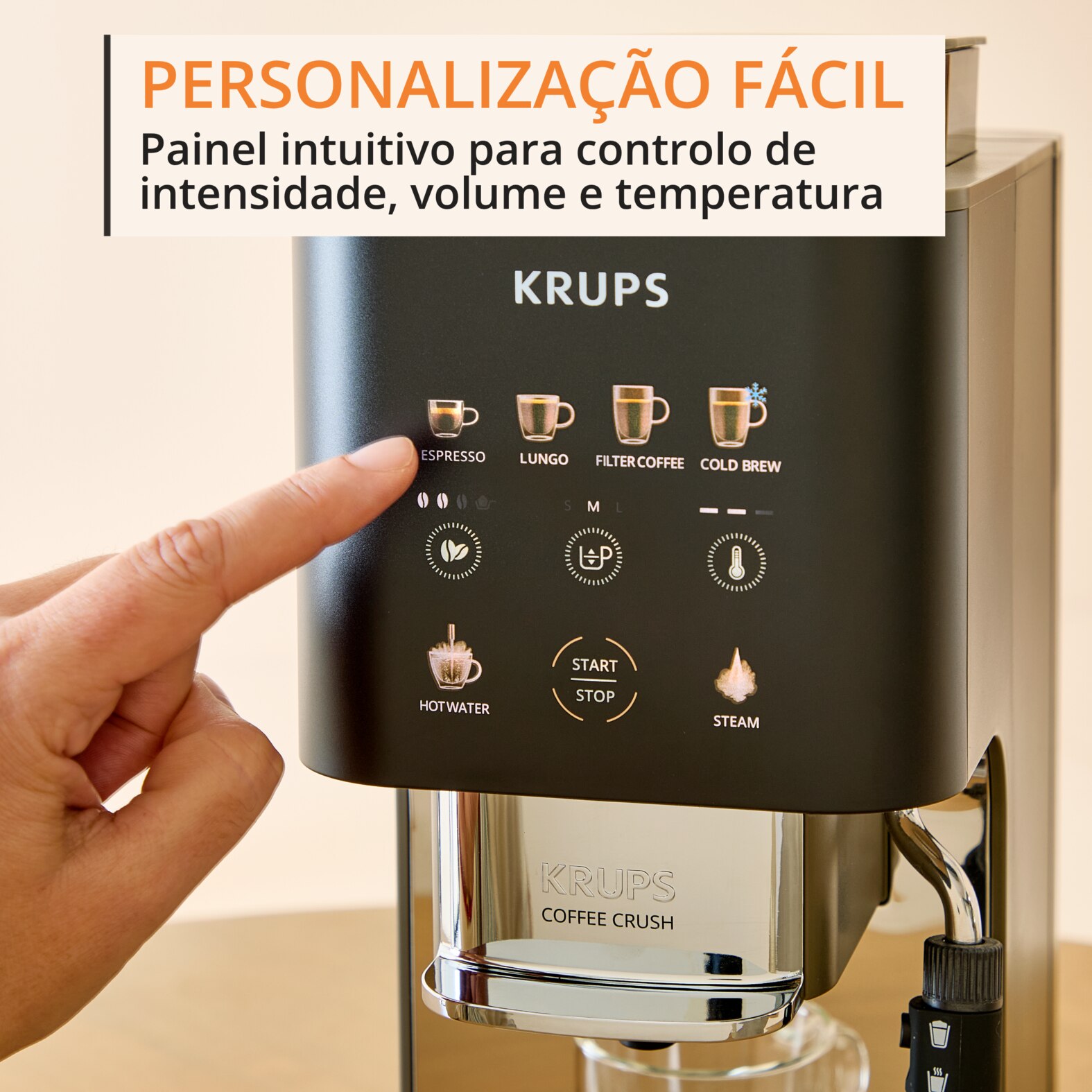 Máquina Automática Krups SA403B Coffee Crush Experience para Café em Grão e Café Moído, Ultra Compacta e Intuitiva Cinzento Inox-6