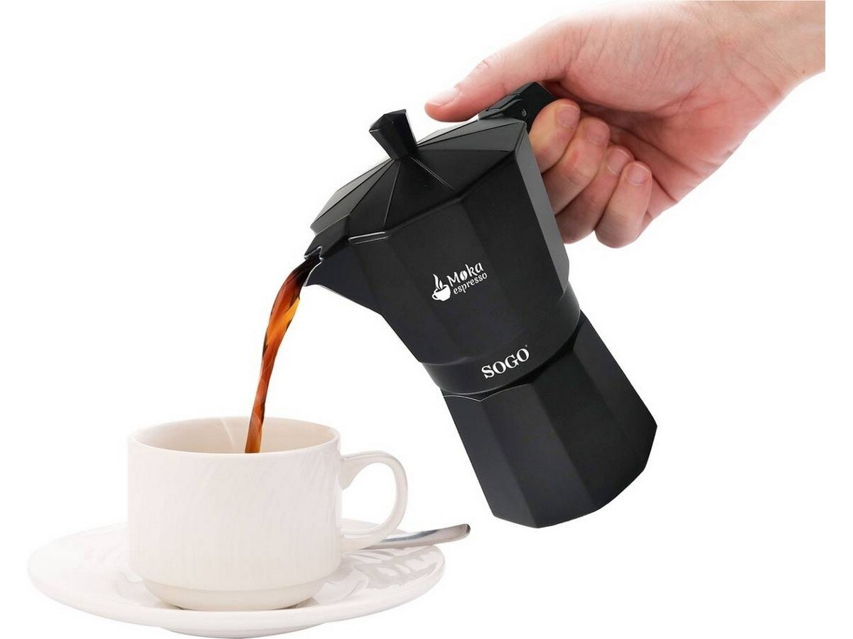 Cafeteira Italiana Sogo CAF-SS-7605 Moka Espresso - 3 Chávenas - Preto Preto-2
