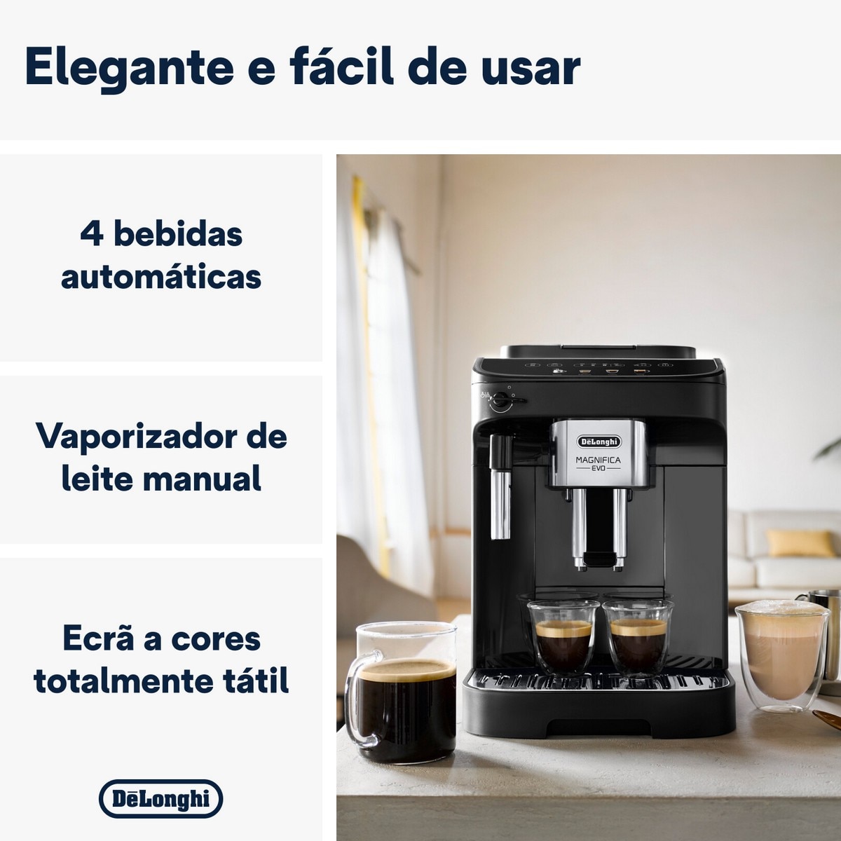 Máquina de Café Automática De'Longhi Magnifica Evo ECAM290.21.B Moinho Incorporado de 1450 W e de 15 bar - Preto Preto-3