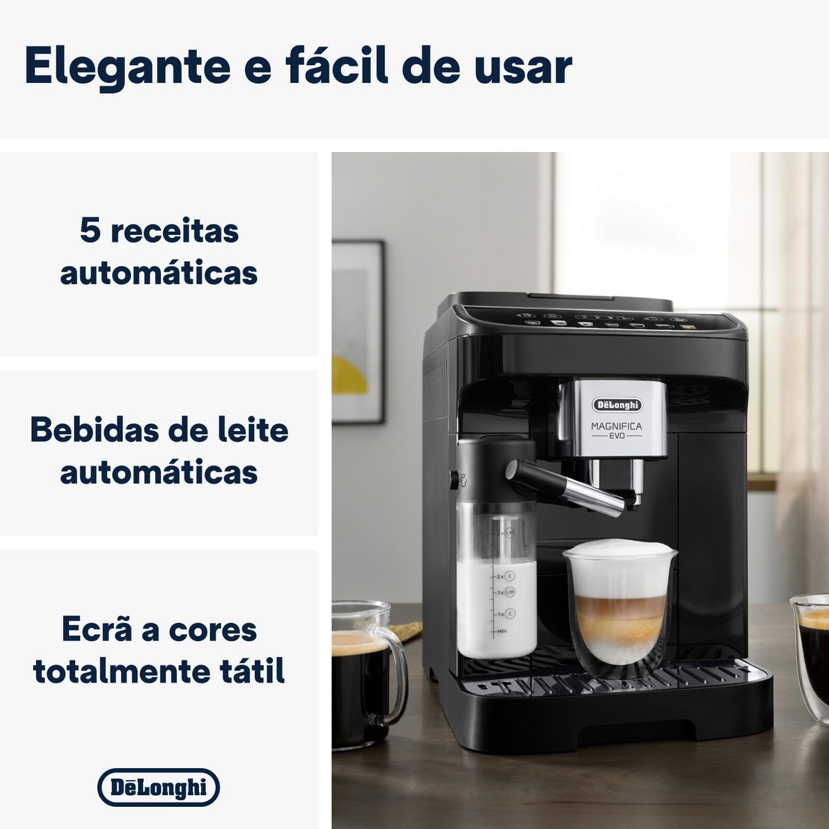 Máquina de Café Automática De'Longhi Magnifica Evo ECAM290.61.B de 1450 W e de 15 bar - Preto Preto-3