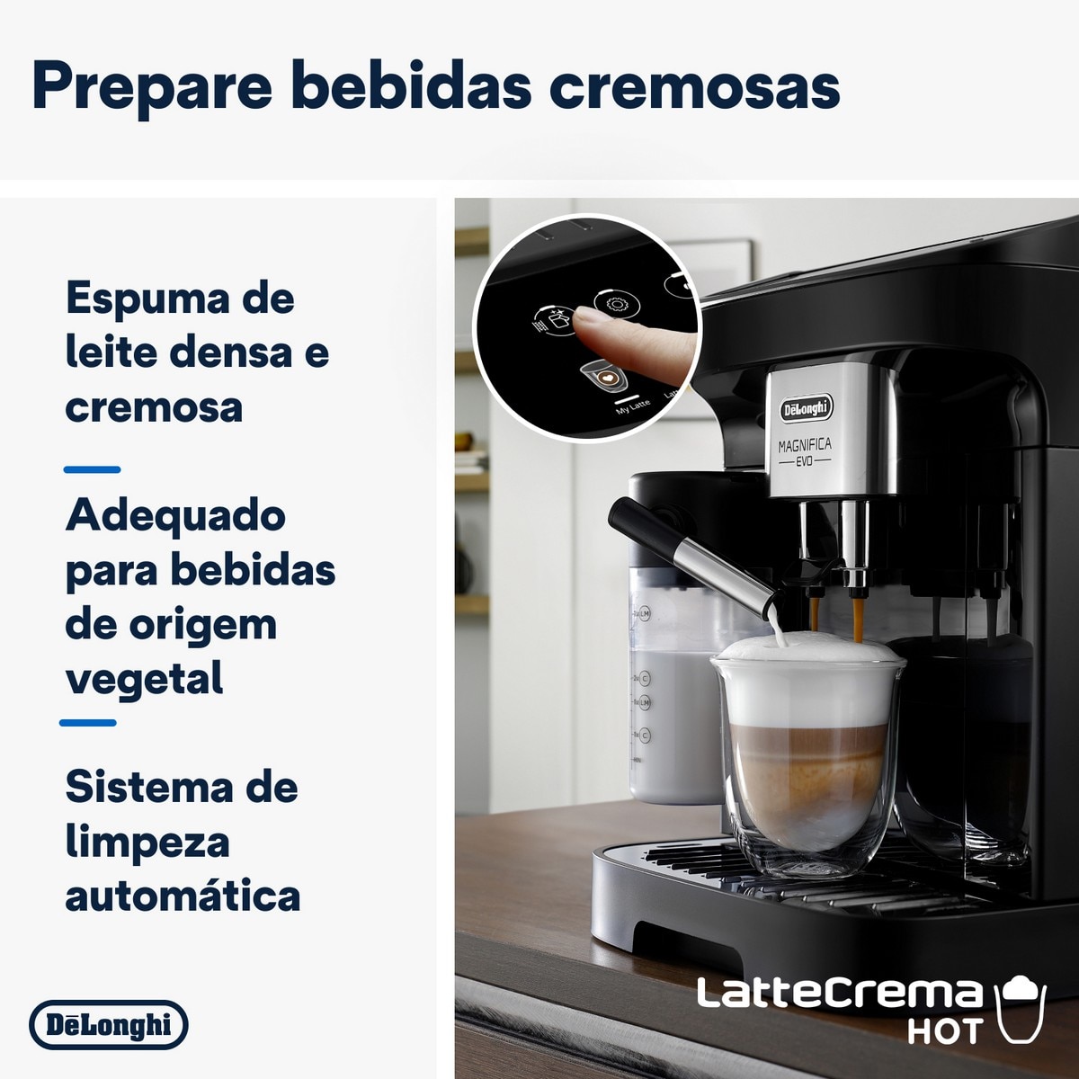 Máquina de Café Automática De'Longhi Magnifica Evo ECAM290.61.B de 1450 W e de 15 bar - Preto Preto-5