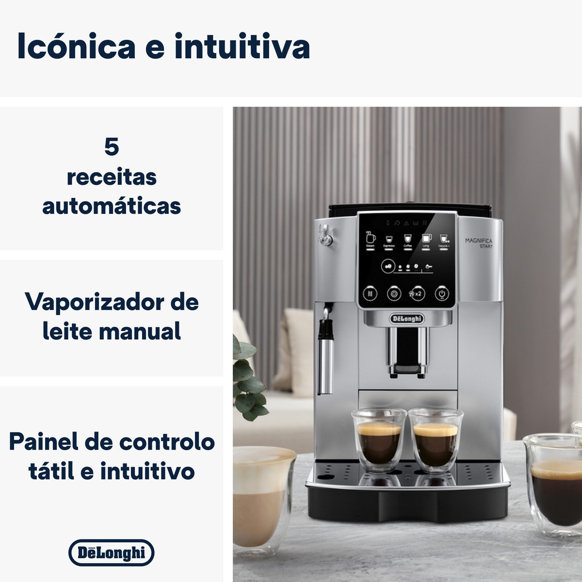 Máquina de Café Expresso Automática De'Longhi Magnifica Start ECAM220.31.SB de 1450 W, de 15 bar e de 13 Níveis de Moagem - Prateado Preto-3