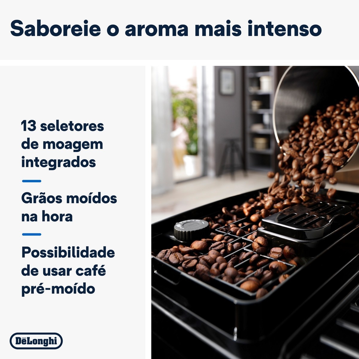 Máquina de Café Expresso Automática De'Longhi Magnifica Start ECAM220.31.SB de 1450 W, de 15 bar e de 13 Níveis de Moagem - Prateado Preto-4