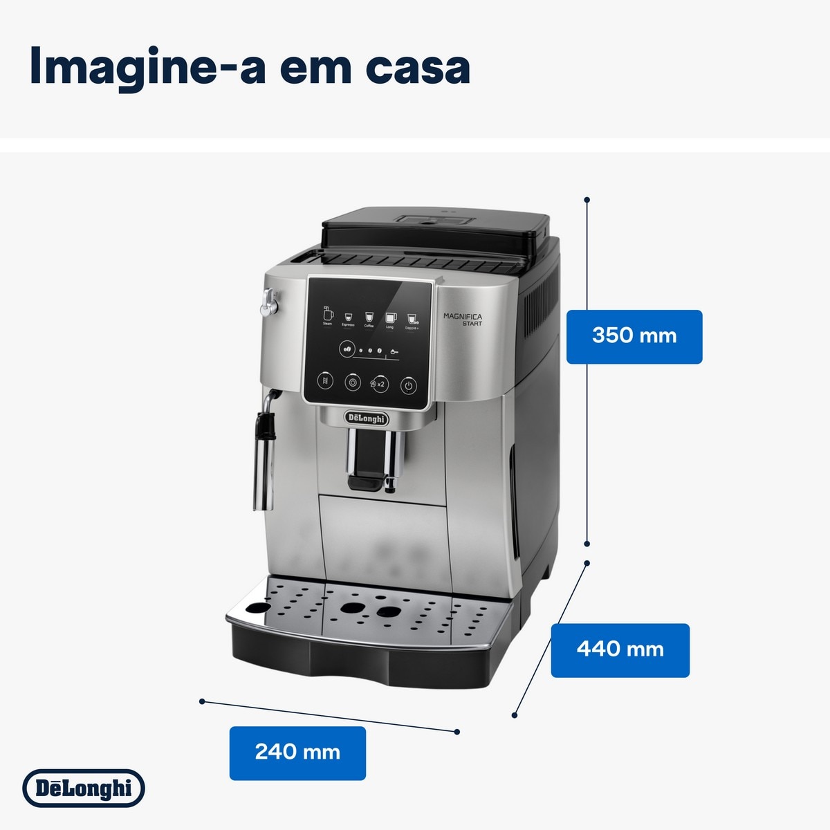 Máquina de Café Expresso Automática De'Longhi Magnifica Start ECAM220.31.SB de 1450 W, de 15 bar e de 13 Níveis de Moagem - Prateado Preto-7