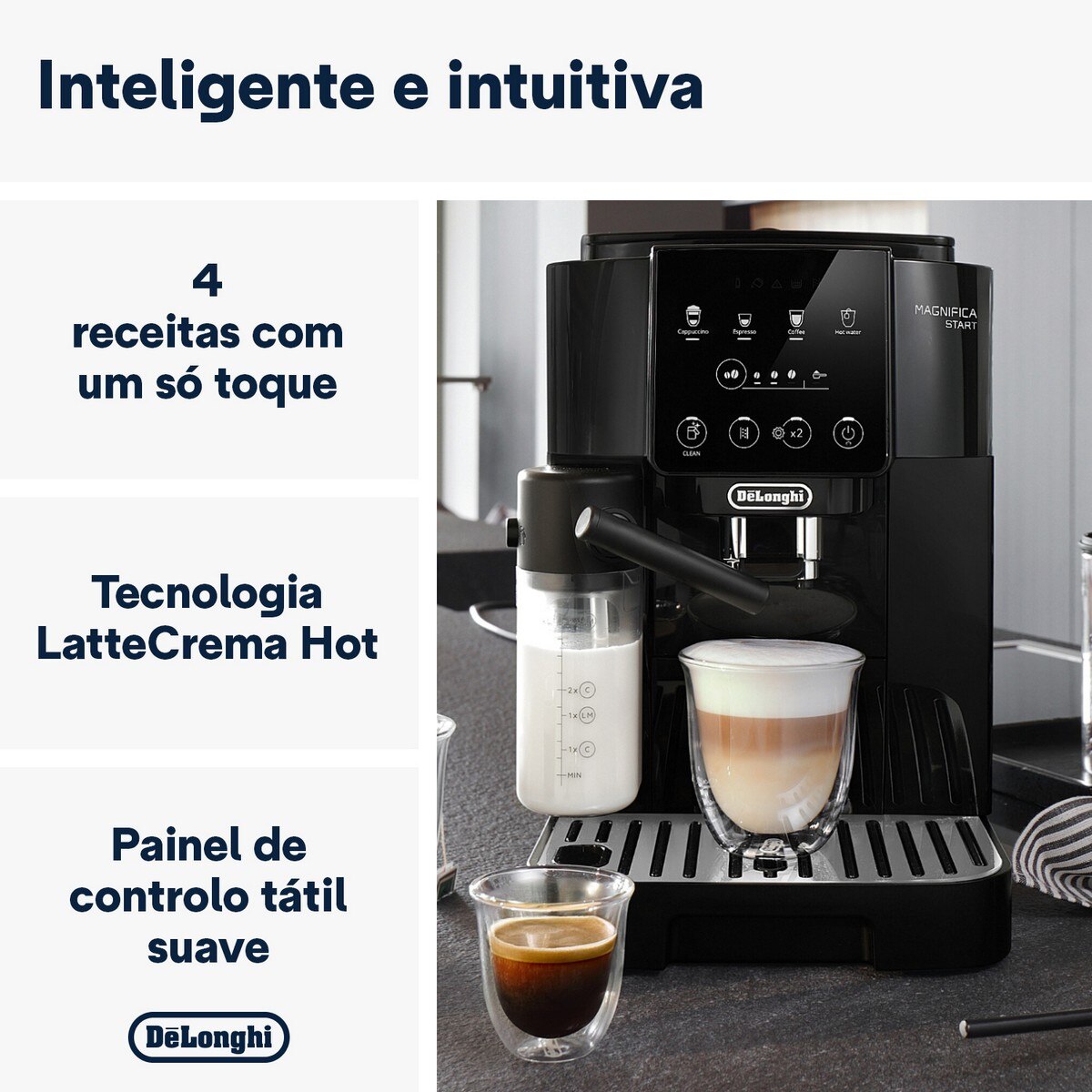 Máquina de Café Automática De'Longhi ECAM220.60.B Tecnologia LatteCrema Hot, com 4 Receitas e de 15 bar - Cinzento e Preto Preto-3