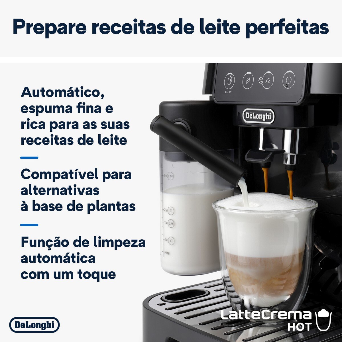 Máquina de Café Automática De'Longhi ECAM220.60.B Tecnologia LatteCrema Hot, com 4 Receitas e de 15 bar - Cinzento e Preto Preto-5