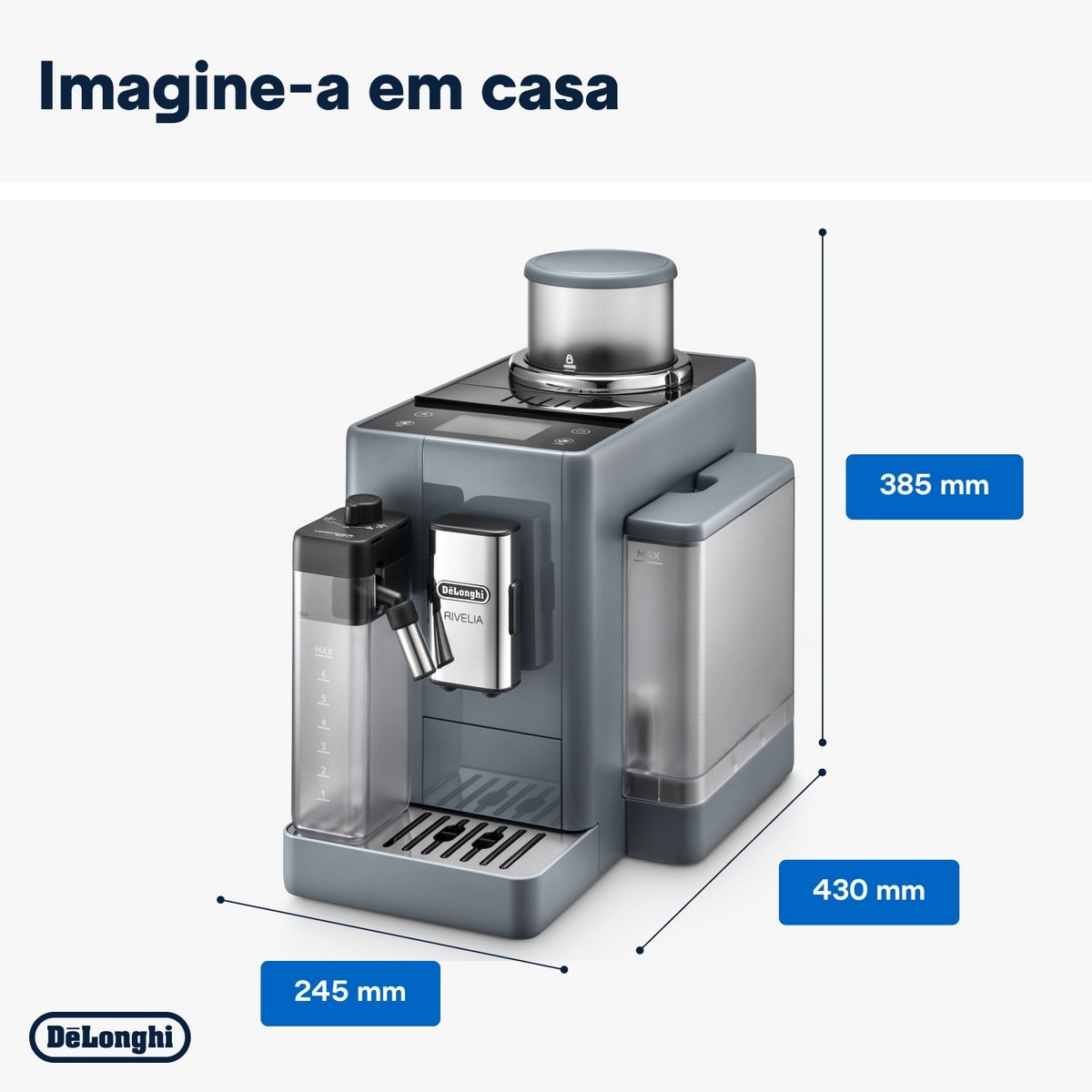 Máquina de Café Automática De'Longhi Rivelia EXAM440.55.G de 1450 W, de 19 bar e 13 Níveis de Moagem - Pebble Grey Cinzento-8