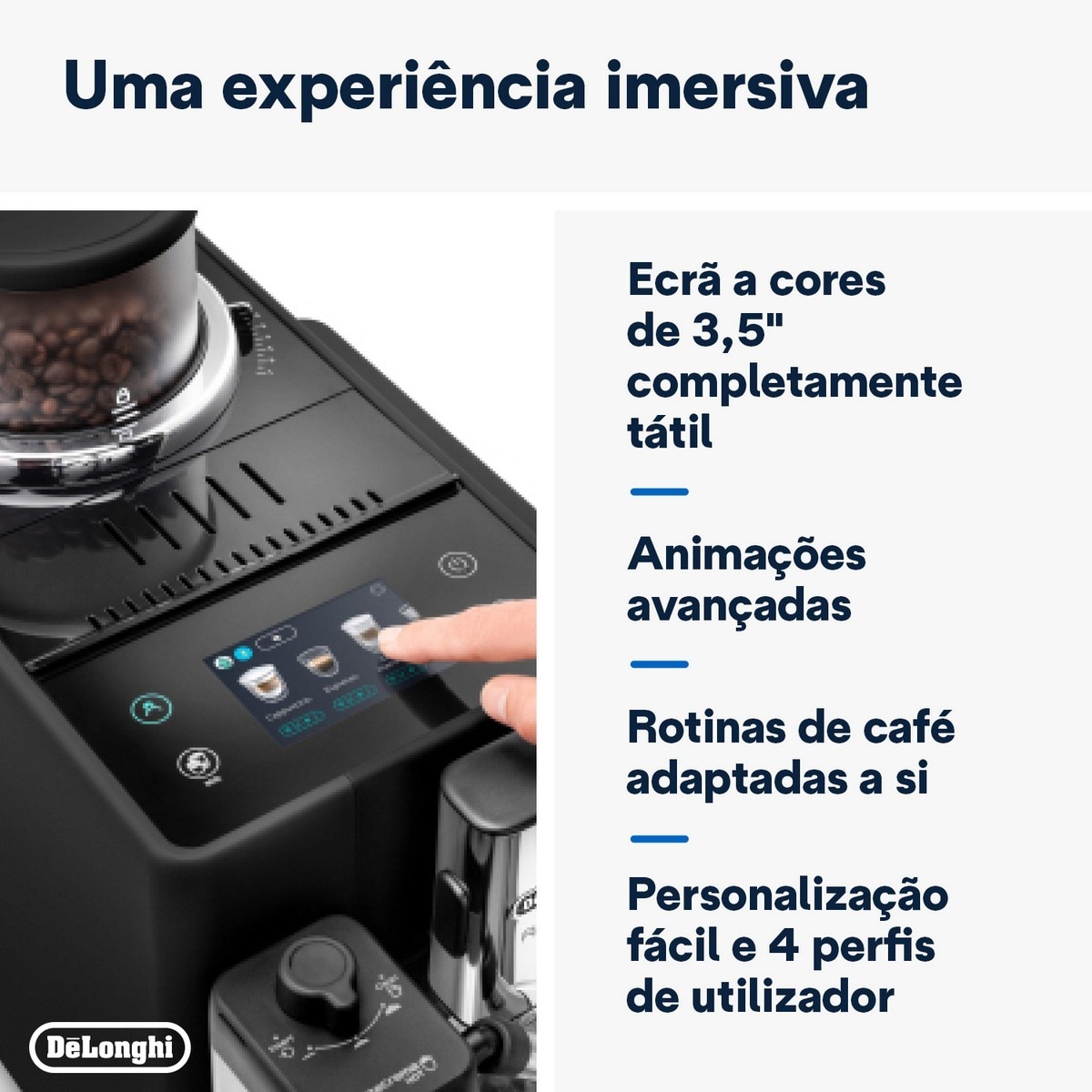 Máquina de Café Automática De'Longhi Rivelia EXAM440.55.B de 1450 W, 19 bar e 13 Níveis de Moagem - Onyx Black Preto-6