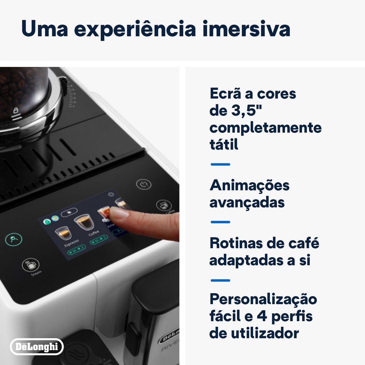 Máquina de Café Automática De'Longhi Rivelia EXAM440.35.W de 1450 w e de 19 bar - Branco Branco-7
