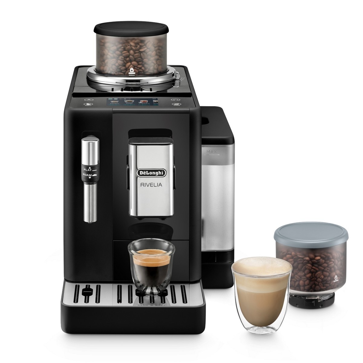 Imagem 0 de Máquina de Café Automática De'Longhi Rivelia EXAM440.35.B de 1450 W, de 19 bar e de 13 Níveis de Moagem - Onyx Black