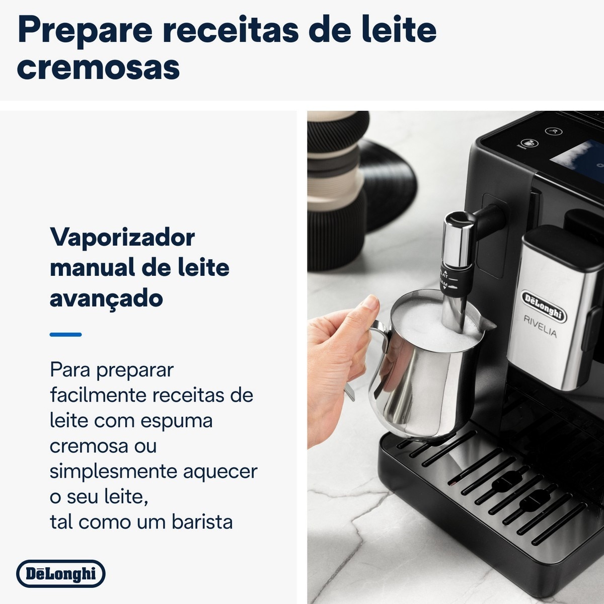 Máquina de Café Automática De'Longhi Rivelia EXAM440.35.B de 1450 W, de 19 bar e de 13 Níveis de Moagem - Onyx Black Preto-5